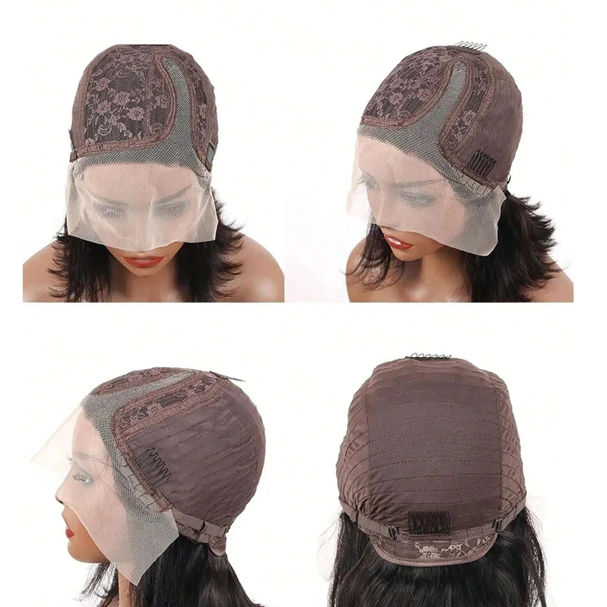 (4x4 8inches) Short BOB Wig T Part Side Part Bob Wigs Lace Frontal Cuticle Aligned Pre Plucked Brazilian Human Hair for Black Women