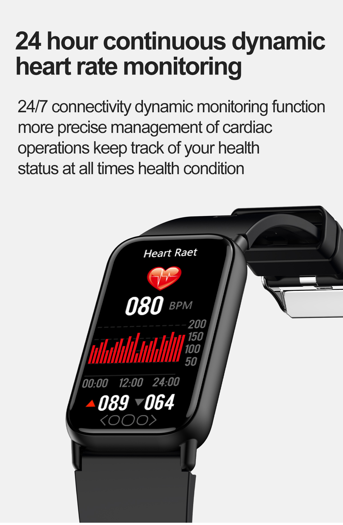 (Black) Smart Watch for Men 1.47 Inch Blood Glucose Heart Rate Blood Pressure Monitor Smartwatch Women Bracelet for Android iOS