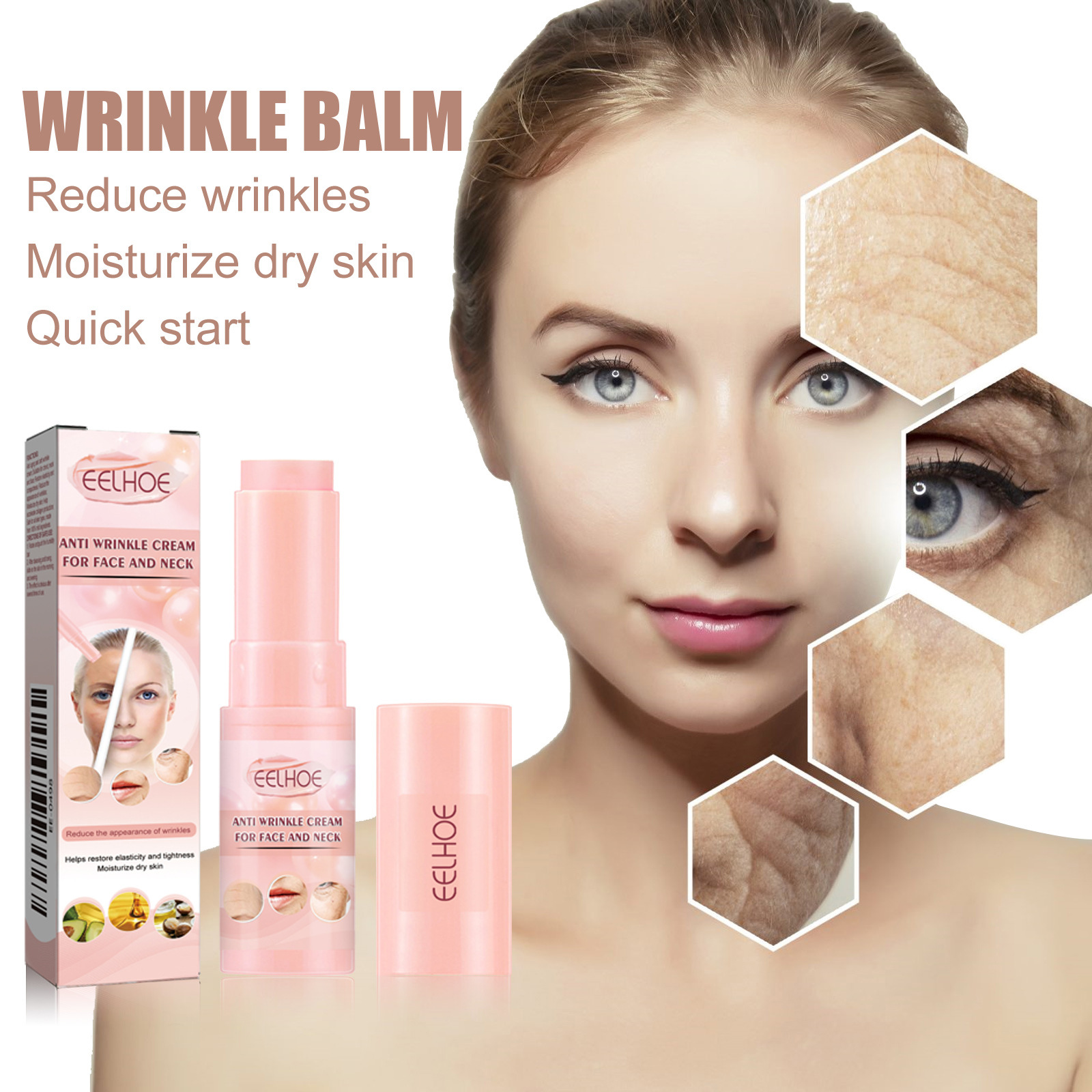 (1pc) Wrinkle Bounce Multi Balm Stick Fade Fine Lines Nourish Brighten Moisturize Face Cream Lifting Firming Tightening Collagen Stick Korean Cosmetics Skin Care