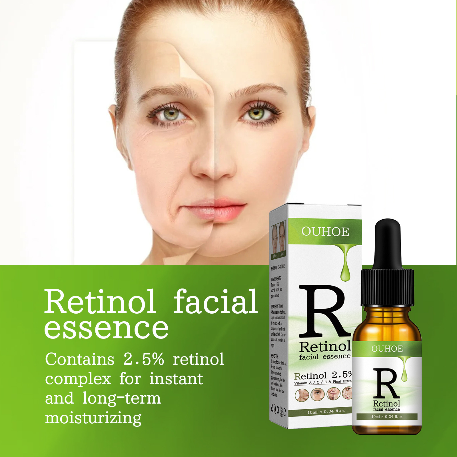 (1 PC) Retinol Serum Face Anti Wrinkle Firming Lifting Moisturizing Whitening Brightening Skin Reduce Fine Lines Anti Aging Essense