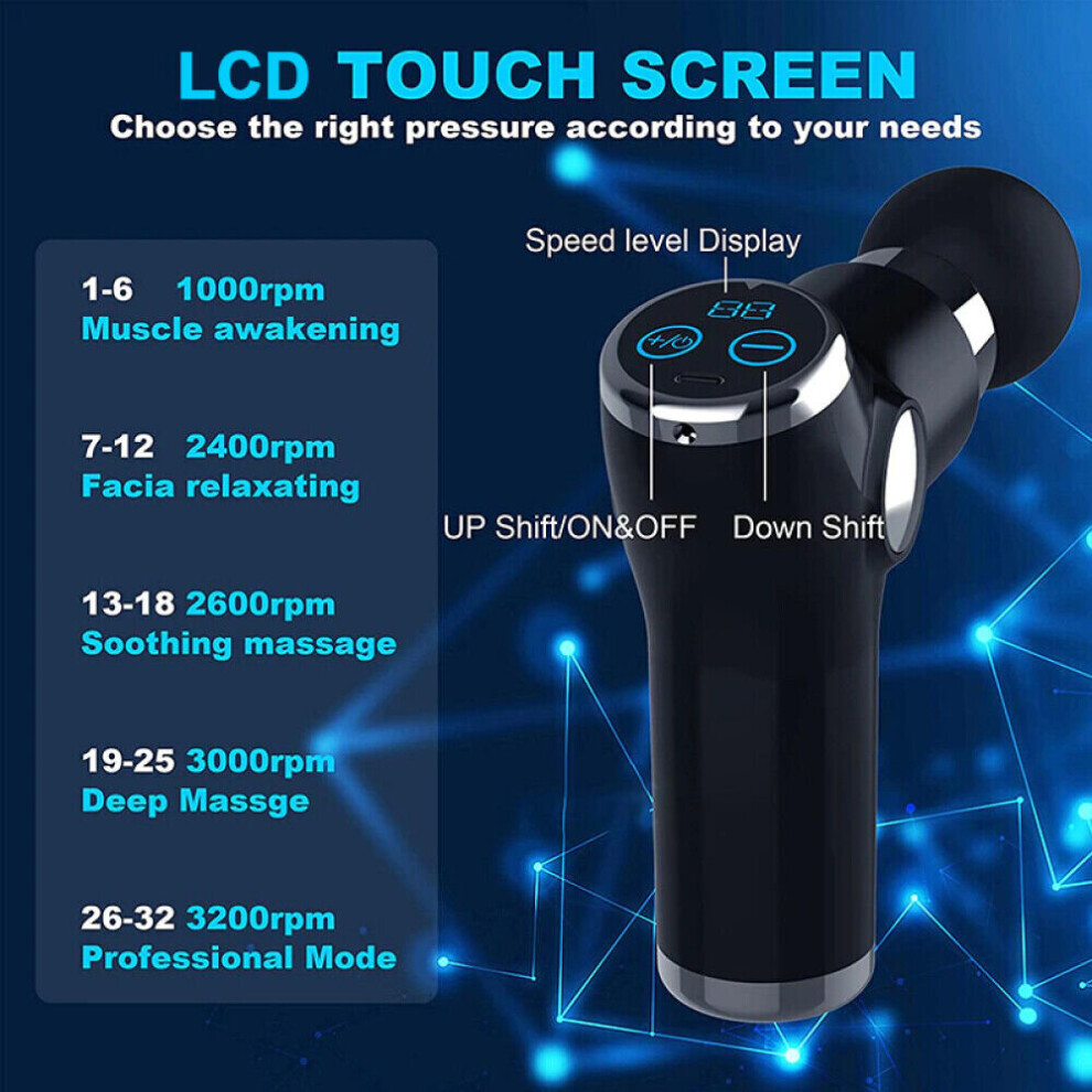 32 Speeds Massage Gun Deep Tissue Handheld Percussion Muscle Massager