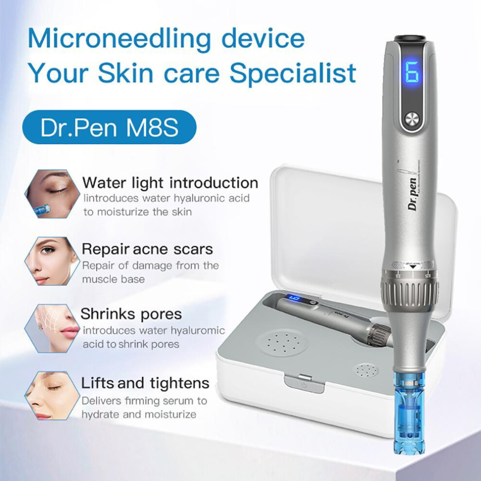 (M8S with 10Pcs Nano S) Dr.pen Ultima M8s Professional Microneedle Micro Needle Scar Acne Removal Mts Derma Pen Microneedling With 12pcs Cartridges Skin Care Beauty Device