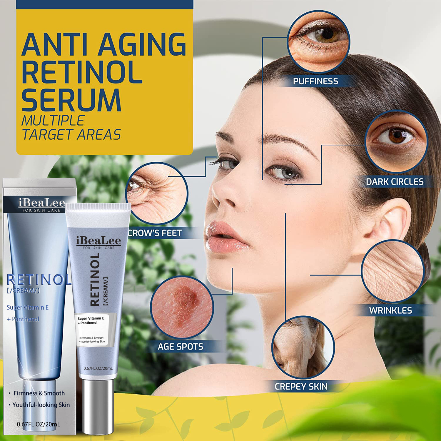 Retinol Firming Cream for Skin Care Vitamin E Retinol Face Cream Fade Fine Lines Anti Aging Moisturizing Hydrating Nourishing 20ml