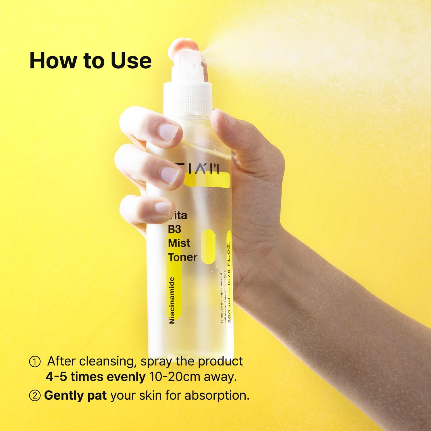 TIAM Vita B3 Mist Toner Skin Brightening Toner 200ml for Face Vitamin C Face Mist Spray Hydrating Facial Toner Hydrating Face Mist Uneven Skin Facial Cleanser