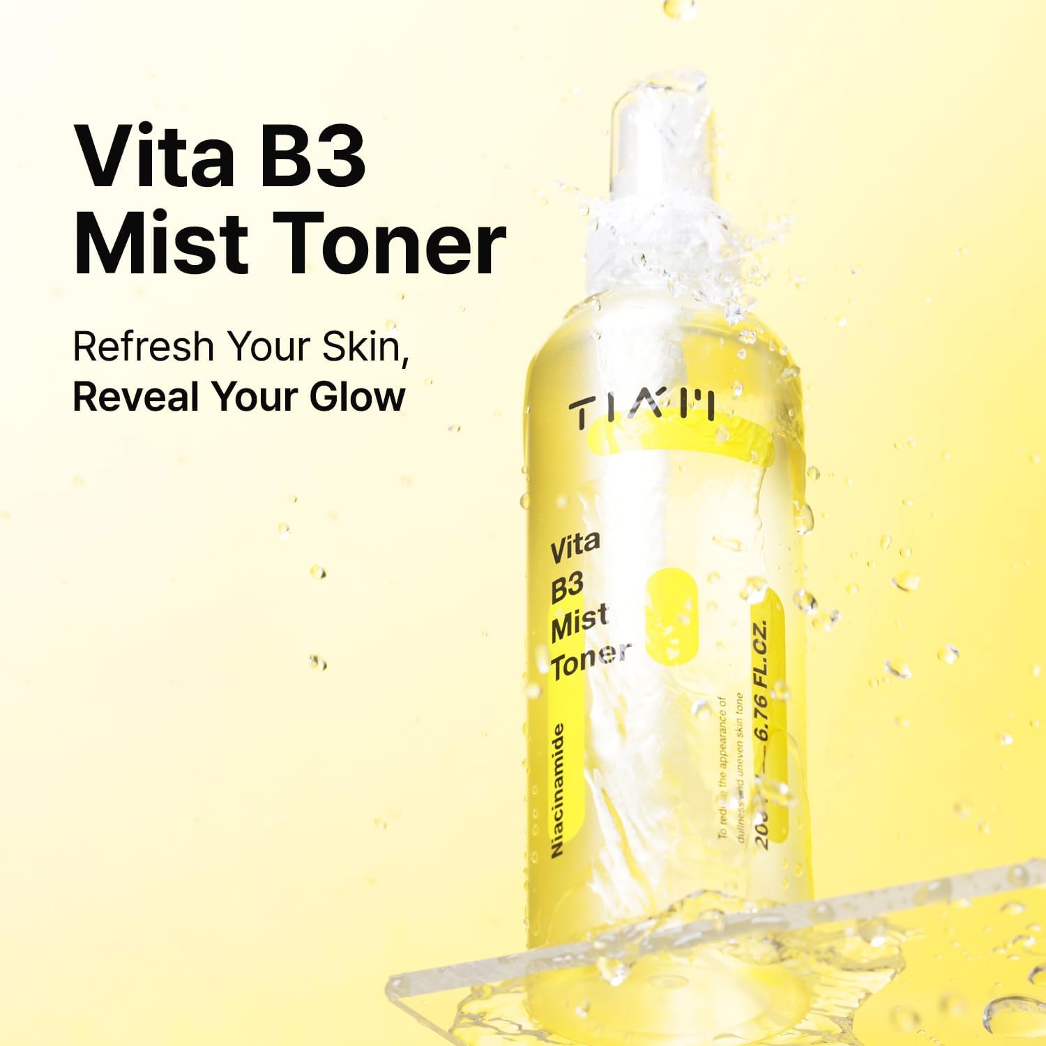 TIAM Vita B3 Mist Toner Skin Brightening Toner 200ml for Face Vitamin C Face Mist Spray Hydrating Facial Toner Hydrating Face Mist Uneven Skin Facial Cleanser