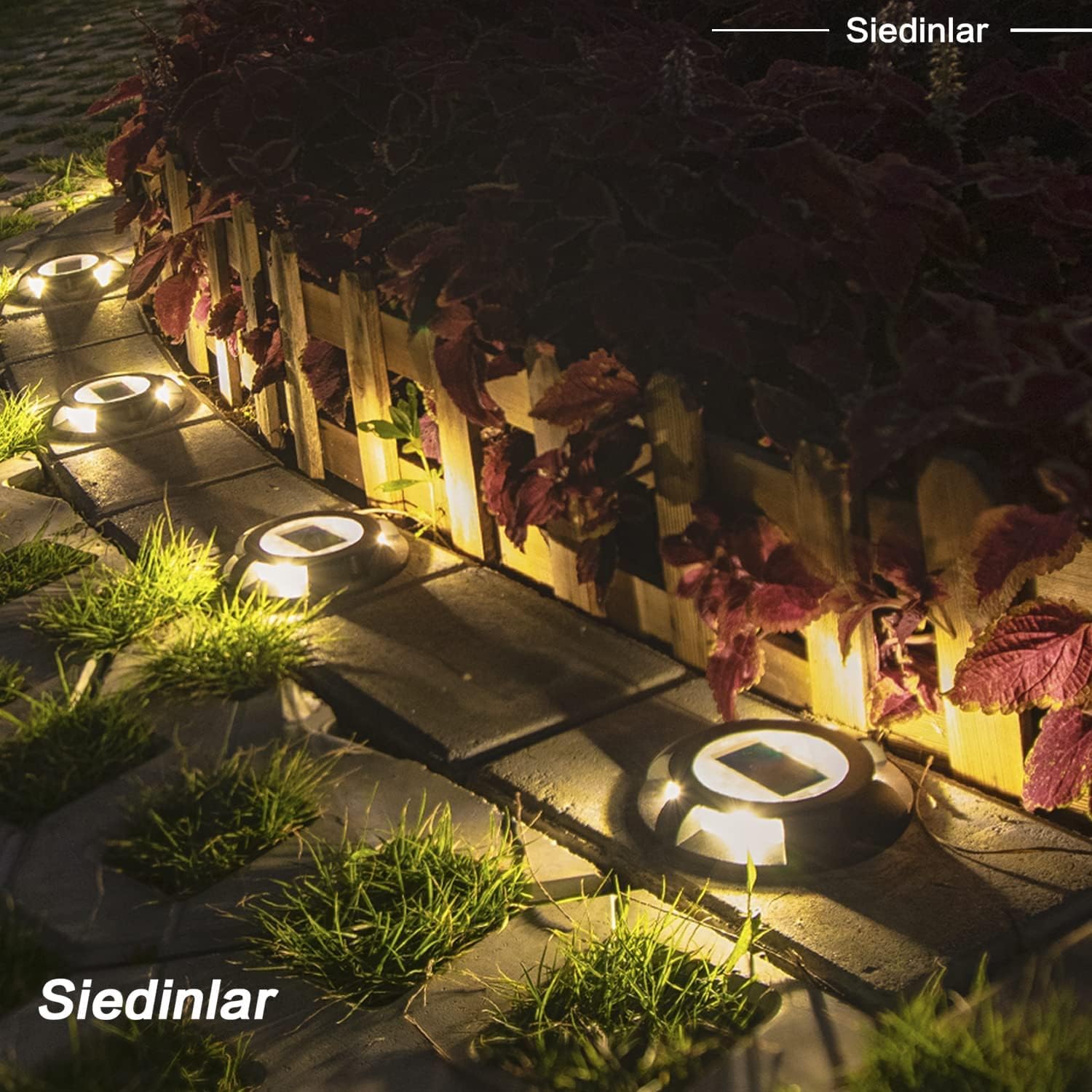 (Warm White) Solar Deck Lights Outdoor Waterproof Ground Light Solar Lights Outdoor Garden for Pathway Driveway Step Dock 4 Pack