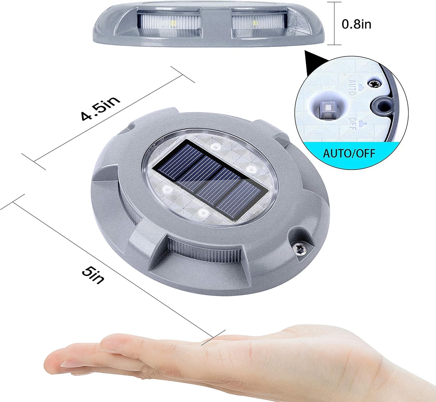 (Warm White) Solar Deck Lights Outdoor Waterproof Ground Light Solar Lights Outdoor Garden for Pathway Driveway Step Dock 4 Pack