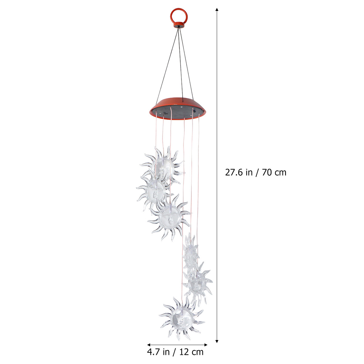 LED Solar Wind Chime Light Hanging Outdoor Lamp 6 Sun Shape Lights Rechargeable Color Changing Garden Patio Yard Waterproof 