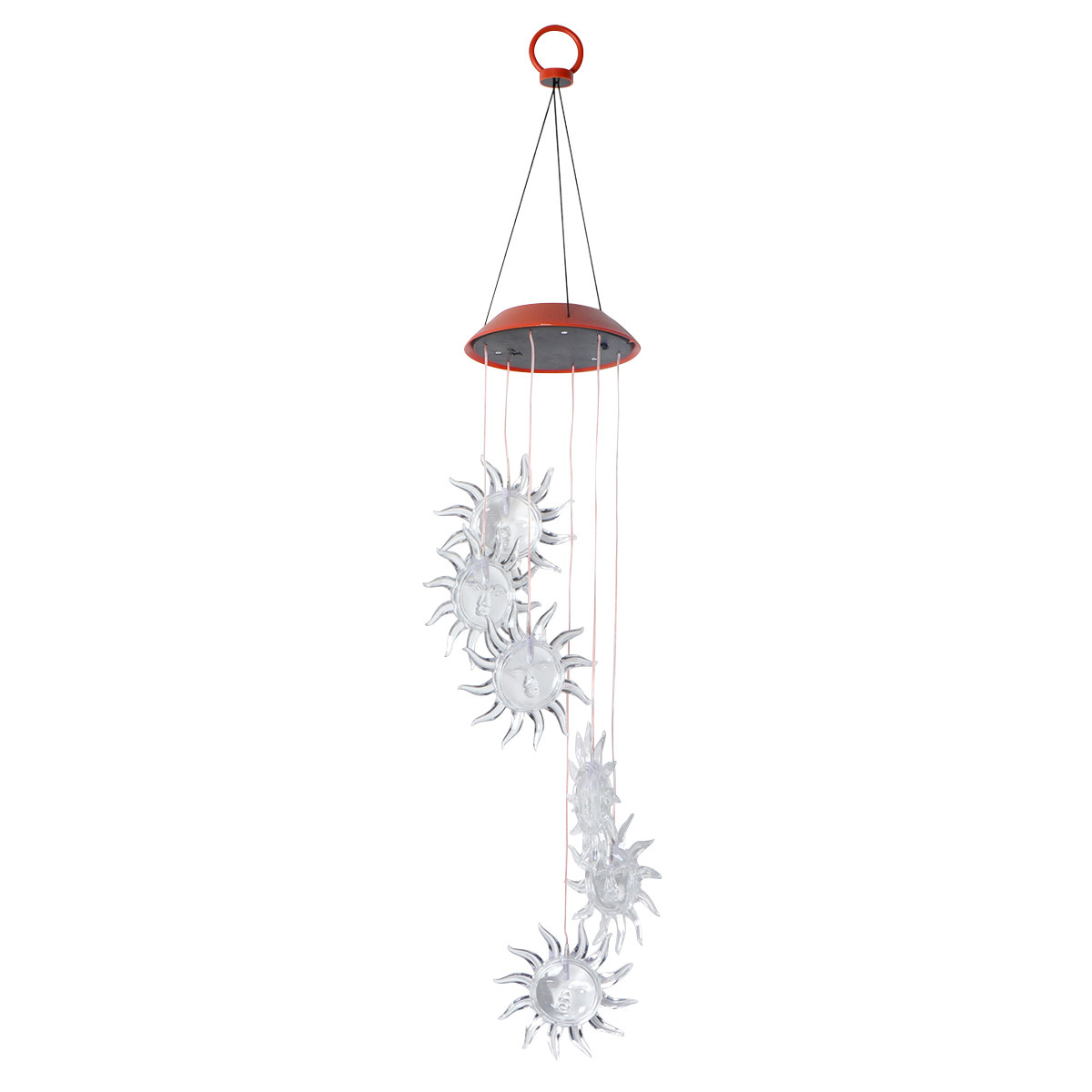 LED Solar Wind Chime Light Hanging Outdoor Lamp 6 Sun Shape Lights Rechargeable Color Changing Garden Patio Yard Waterproof 