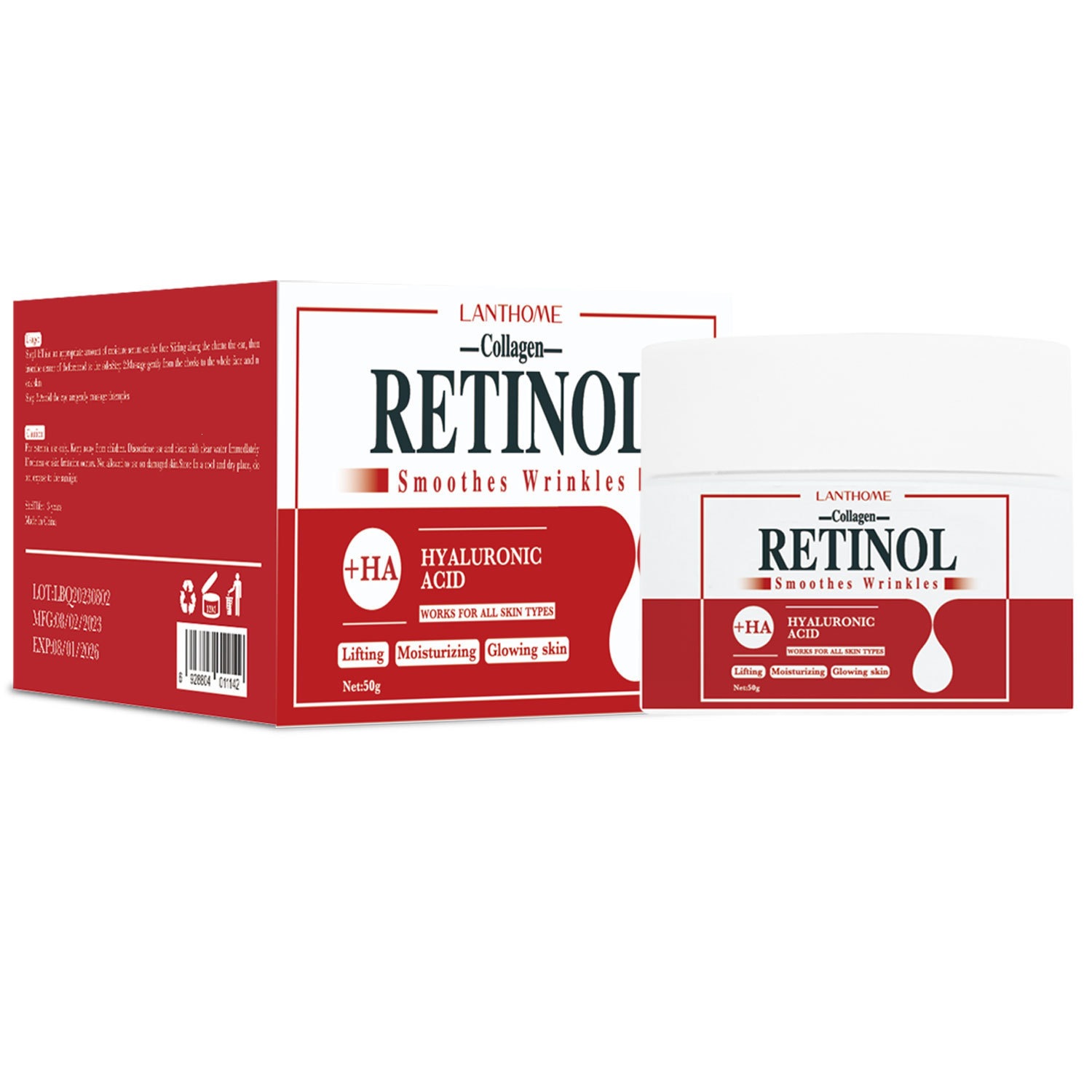 Lanthome Retinol Collagen Hyaluronic Acid Cream For Brightening Hydrating And Skin Renewal Daily Moisturizer 50g