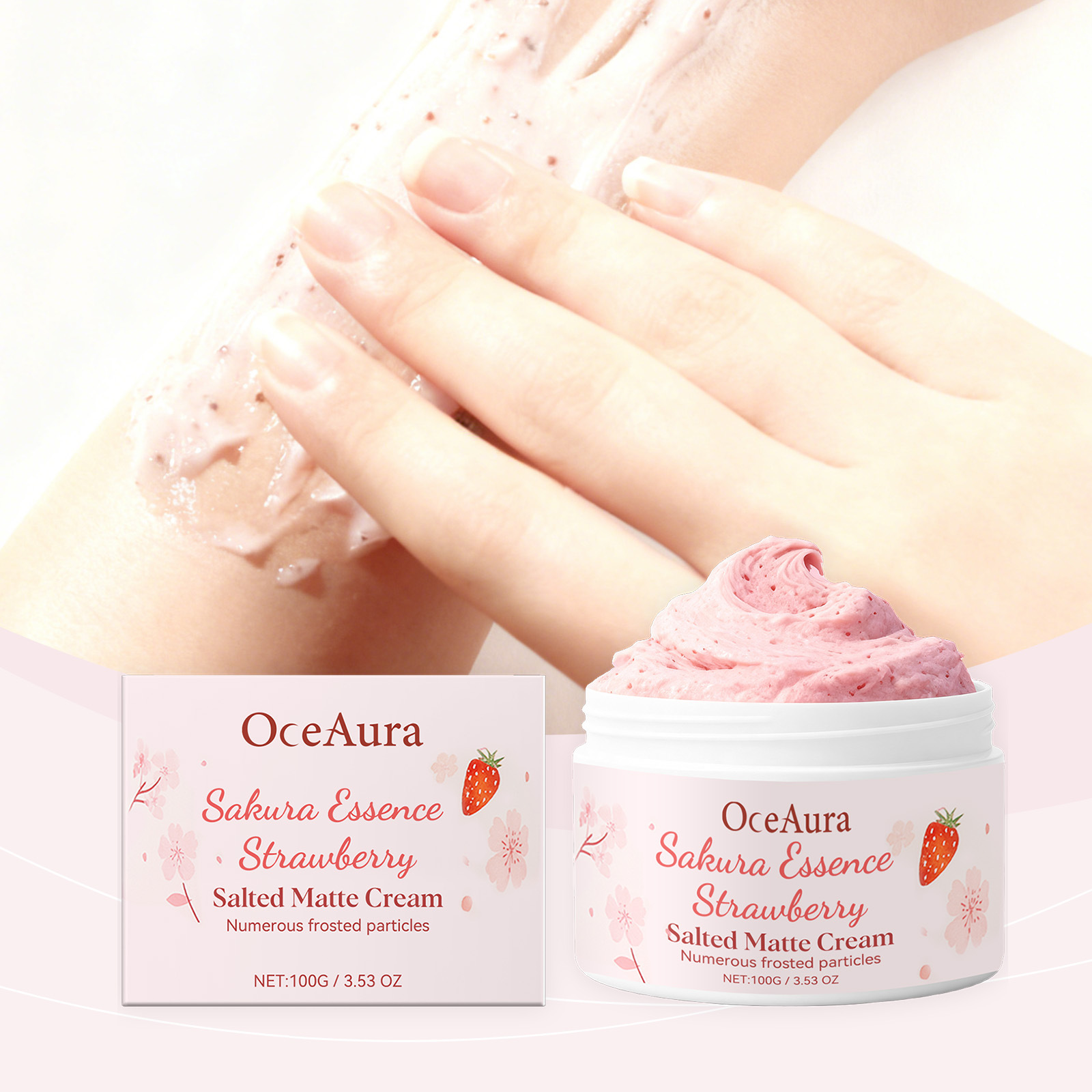 Sakura Strawberry Body Scrub Gentle Exfoliating Moisturizing Refreshing For Smooth Soft Skin Daily Shower Care