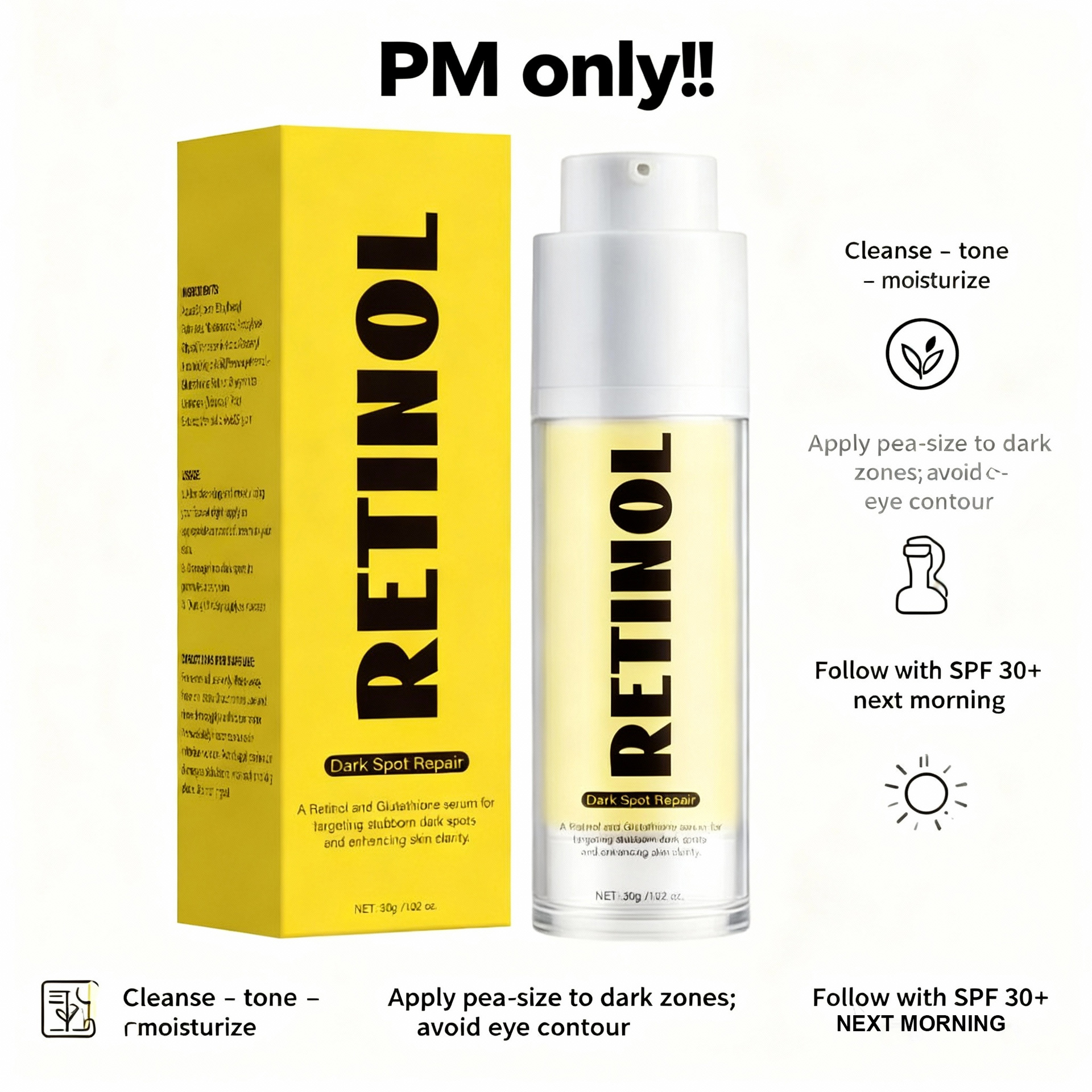 Retinol And Glutathione Dark Spot Repair Cream For Brightening Even Tone And Daily Face Skin Nourishing Treatment