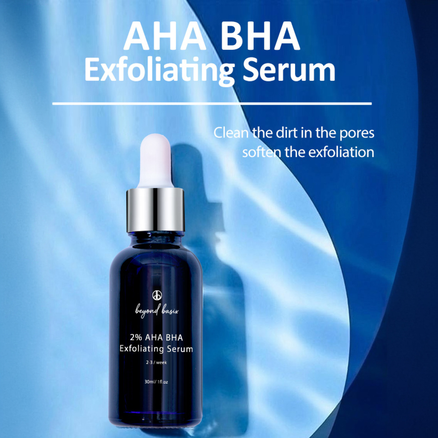 AHA BHA 2 Percent Facial Serum For Gentle Exfoliation Hydration And Smoothing Daily Skin Care 30ml