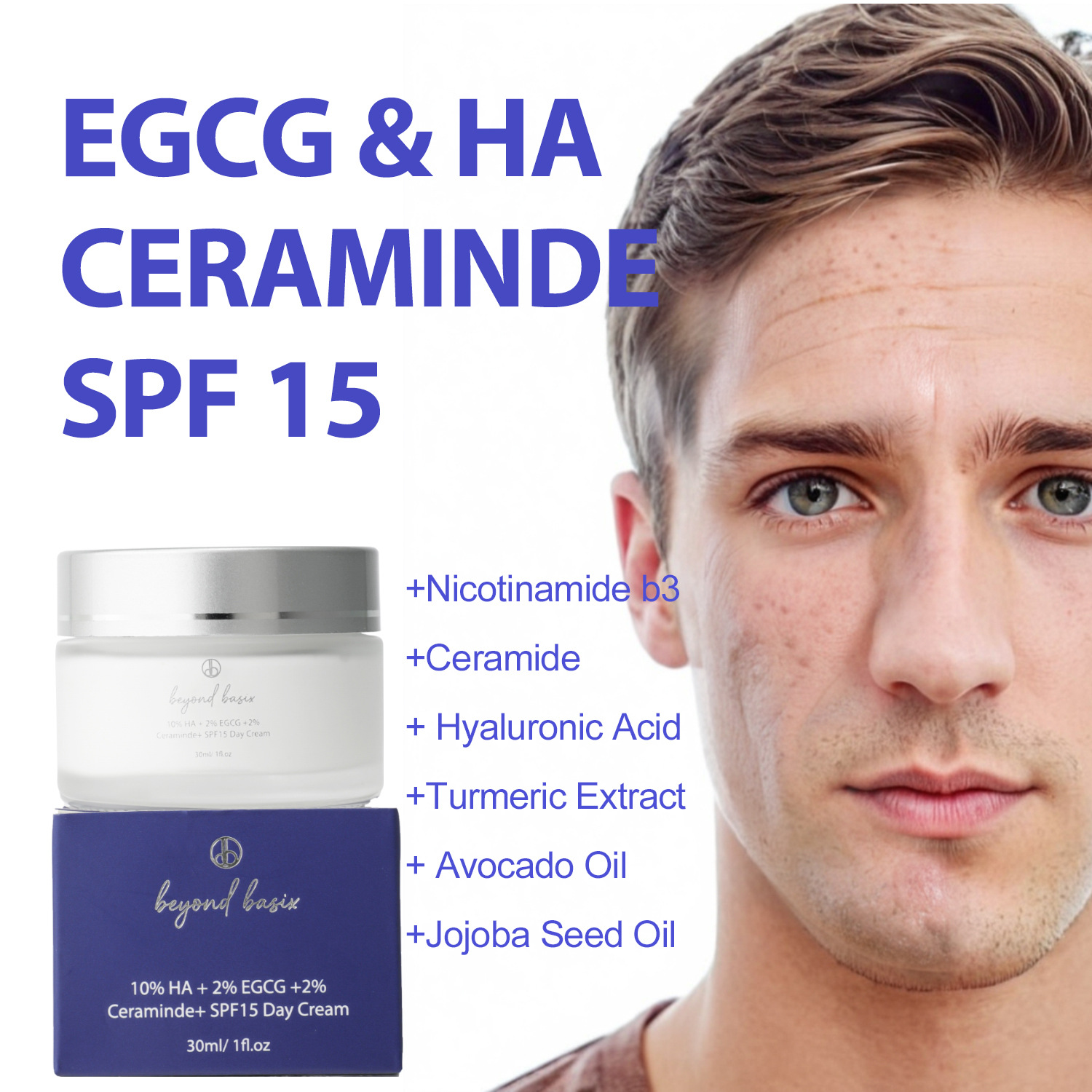 10 Percent Hyaluronic Acid 2 Percent EGCG 2 Percent Ceramide SPF15 Day Cream Hydrating Protective Daily Face Moisturizer