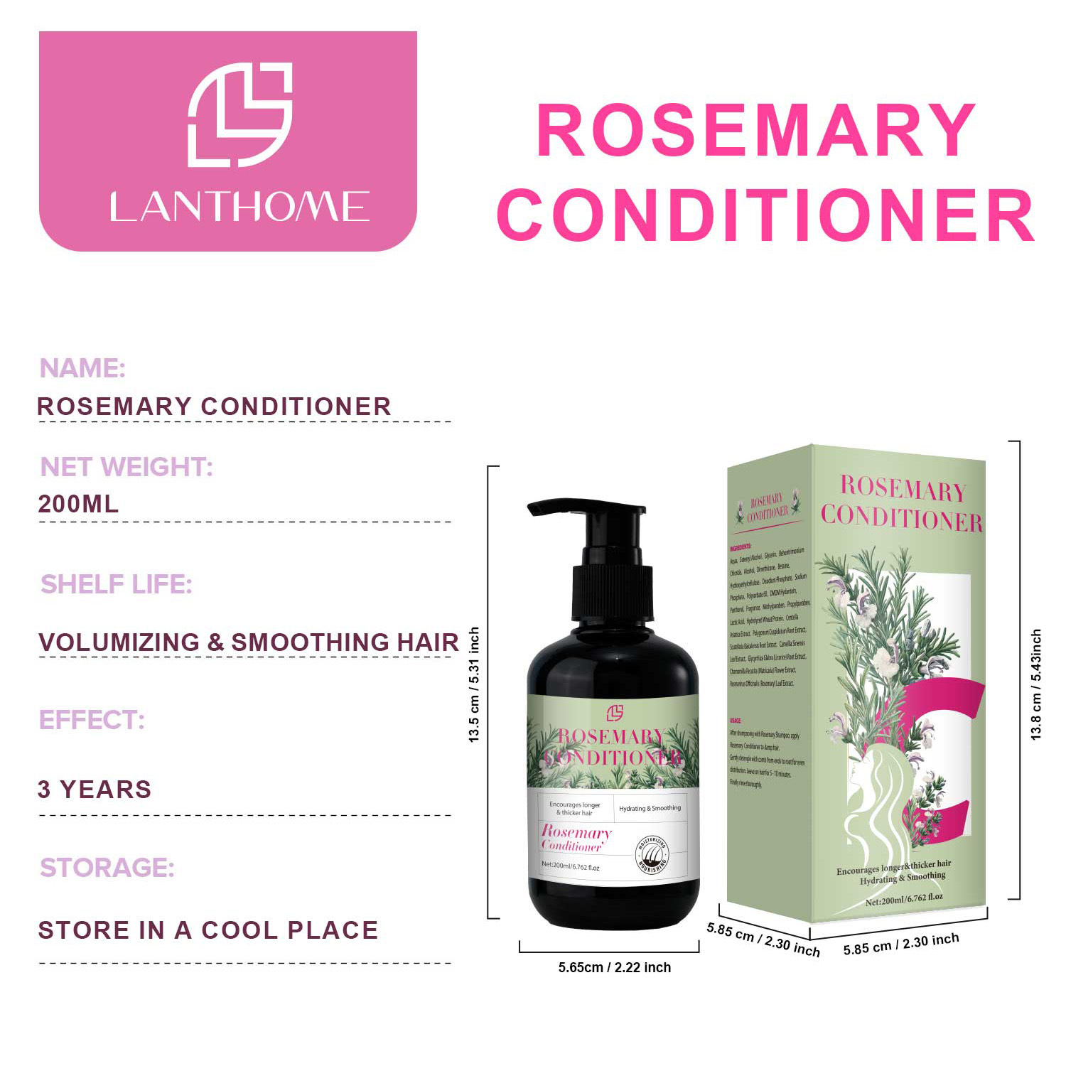 Rosemary Conditioner Strengthening Thickening For Dry Damaged Hair Daily Scalp And Strand Nourishing Care 200ml