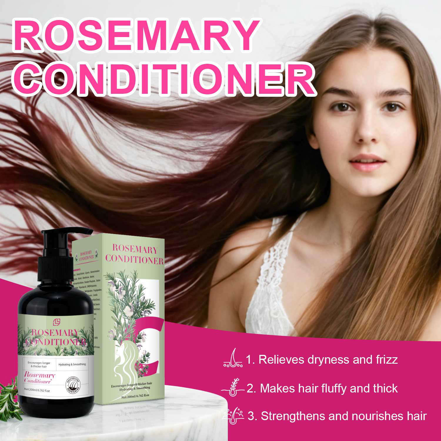 Rosemary Conditioner Strengthening Thickening For Dry Damaged Hair Daily Scalp And Strand Nourishing Care 200ml