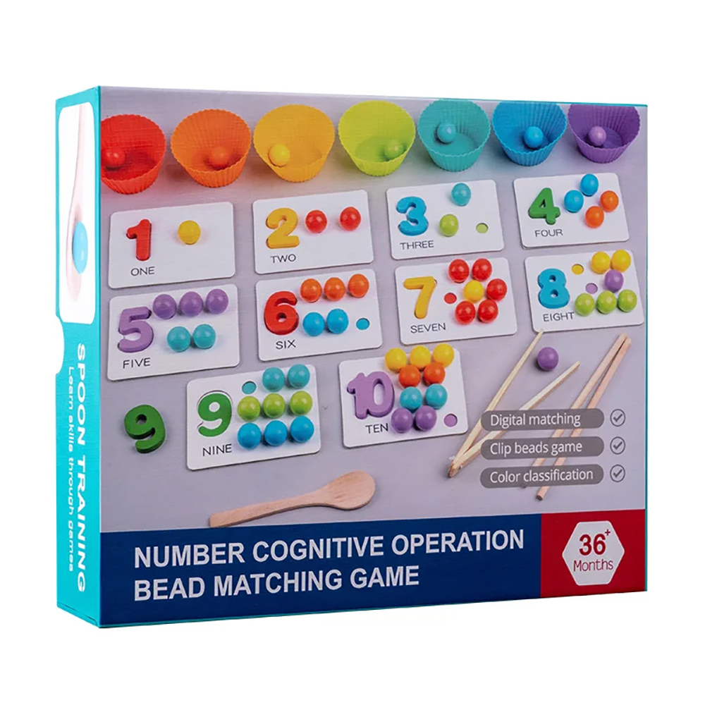 Montessori Math Counting Sorting Toy Clip Beads Matching Games Fine Motor Skills Number Color Sensory Educational Toys For Child