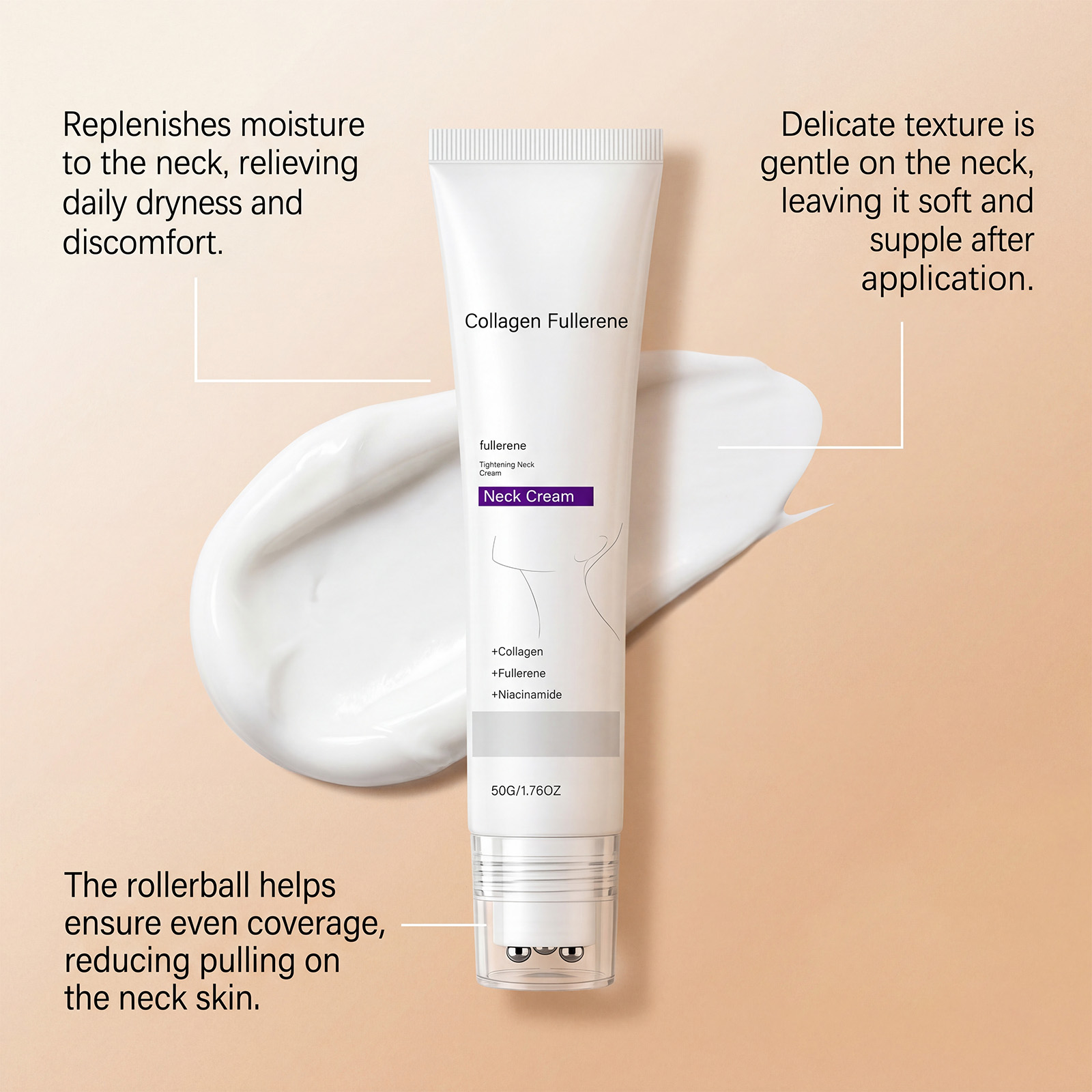 Collagen Moisturizing Neck Cream Care Smooth Hydrating Nourishing Replenish Tender Skin Neck Care Daily Gentle Soft Delicate