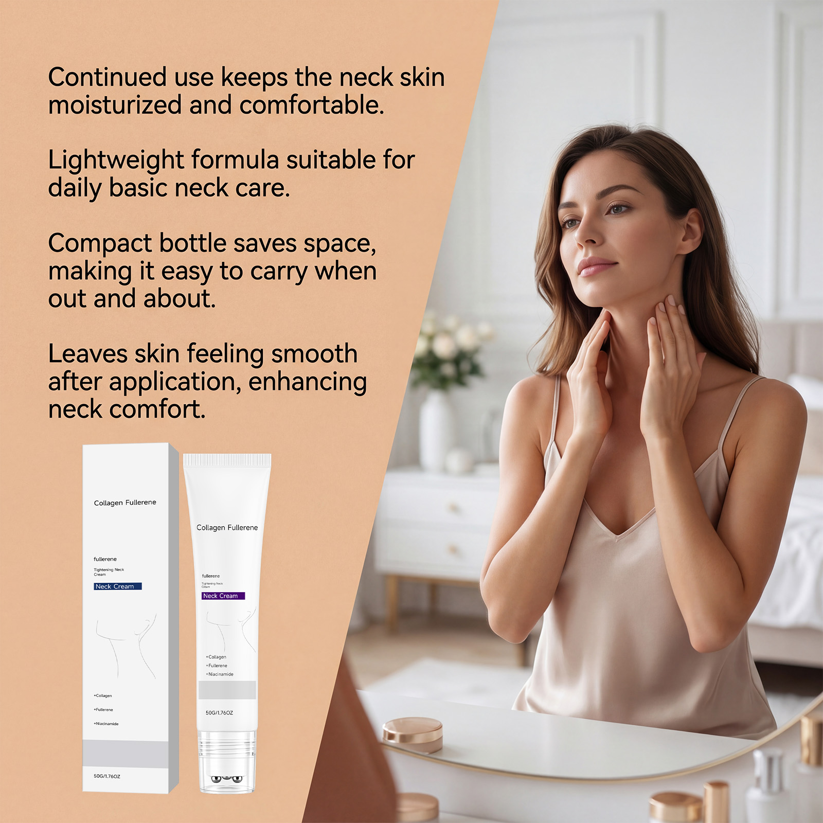 Collagen Moisturizing Neck Cream Care Smooth Hydrating Nourishing Replenish Tender Skin Neck Care Daily Gentle Soft Delicate