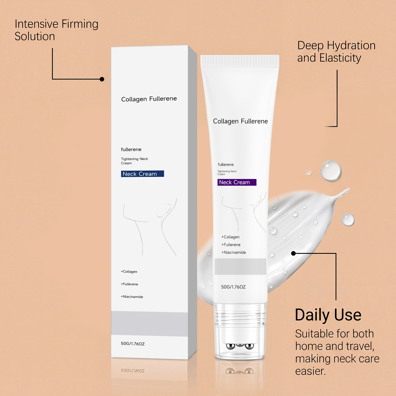 Collagen Moisturizing Neck Cream Care Smooth Hydrating Nourishing Replenish Tender Skin Neck Care Daily Gentle Soft Delicate