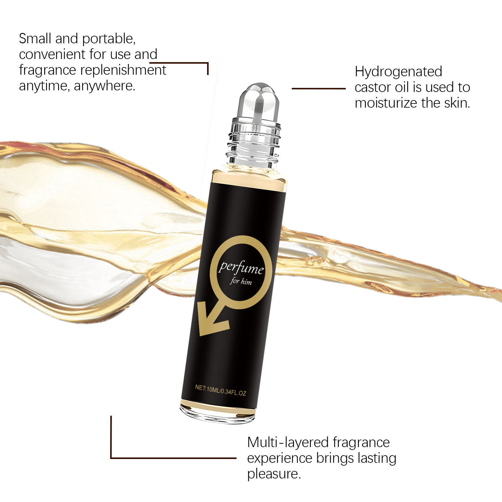 Cologne Roller For Men Release Charm Fresh Scent Natural Long Lasting Fit All Daily Occasions