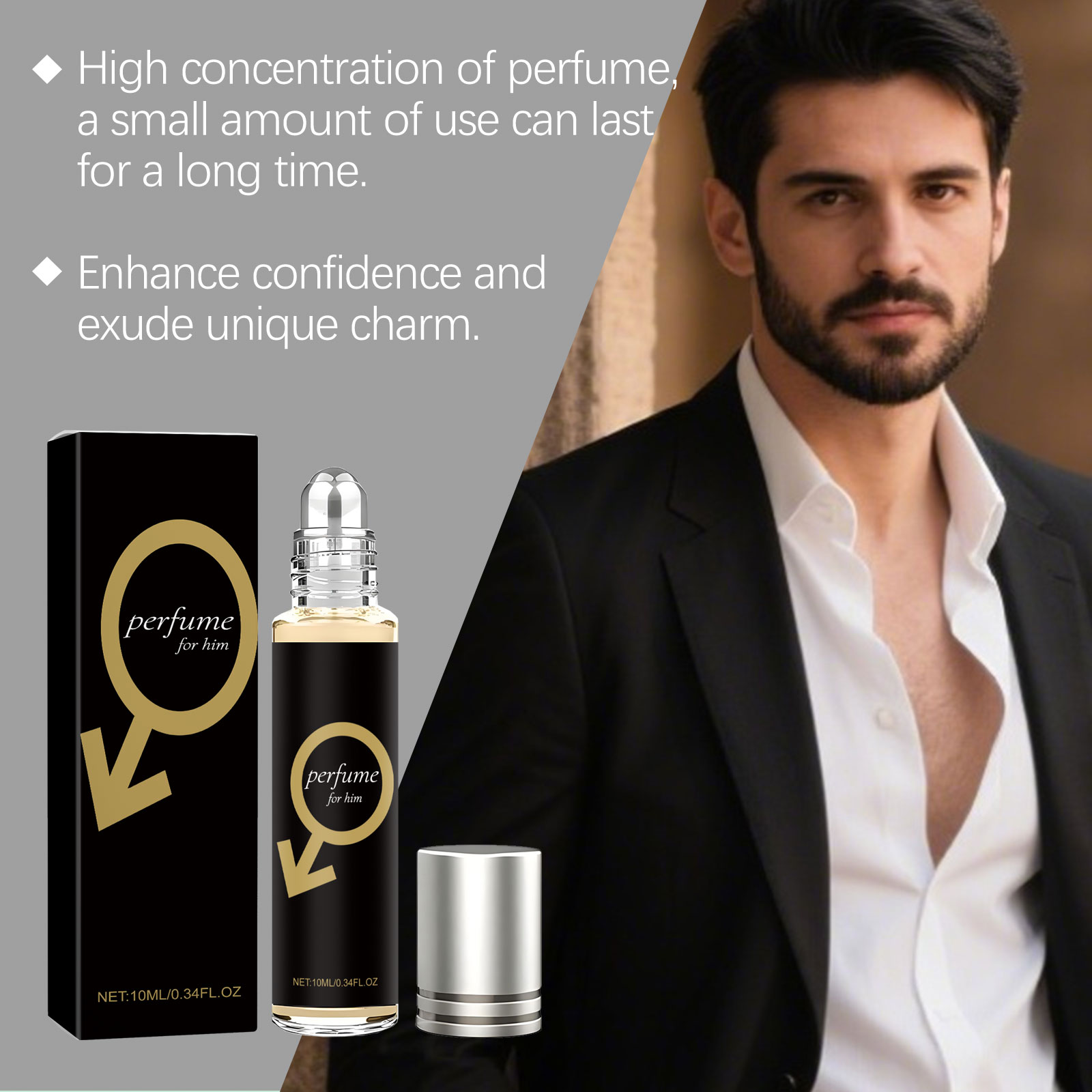 Cologne Roller For Men Release Charm Fresh Scent Natural Long Lasting Fit All Daily Occasions