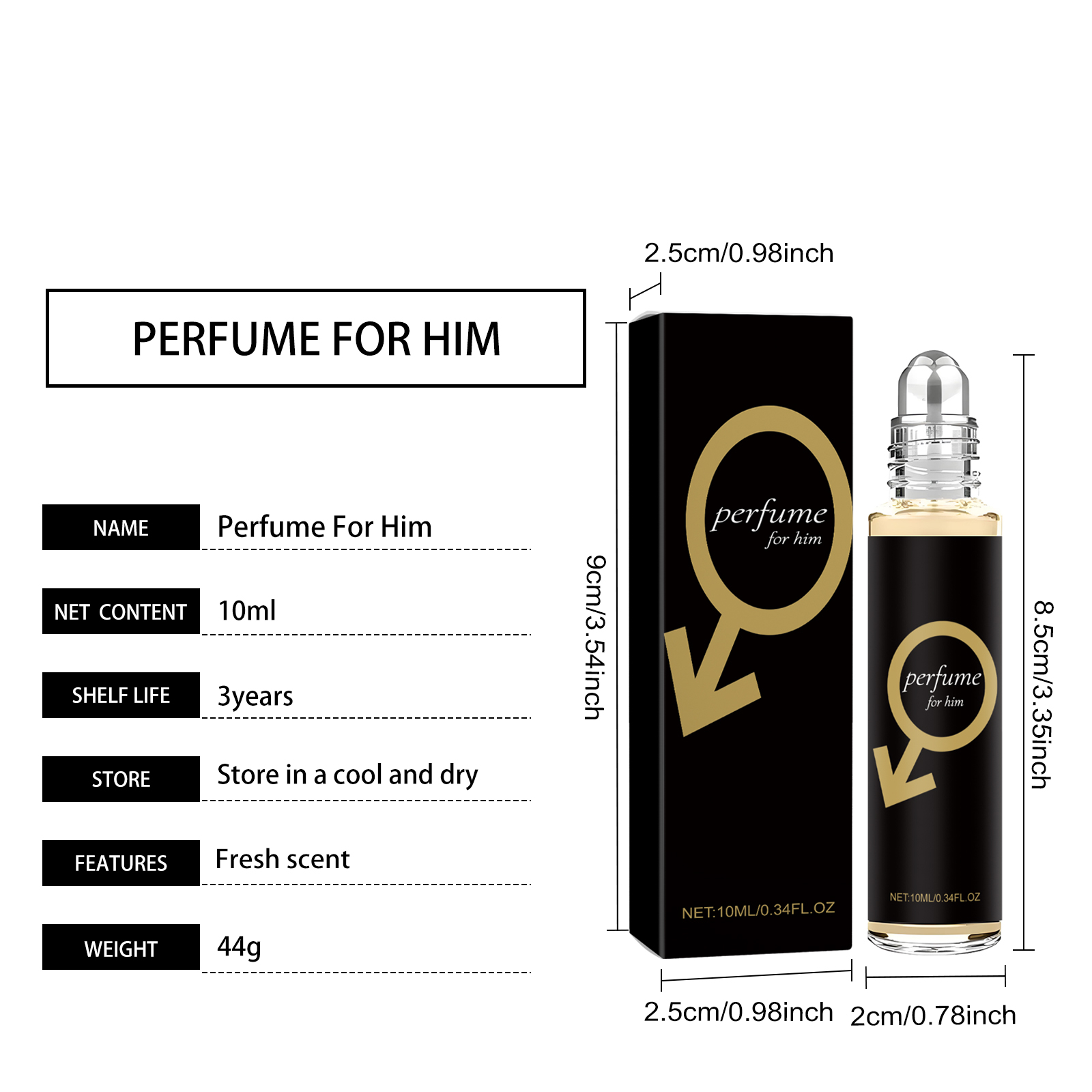 Cologne Roller For Men Release Charm Fresh Scent Natural Long Lasting Fit All Daily Occasions