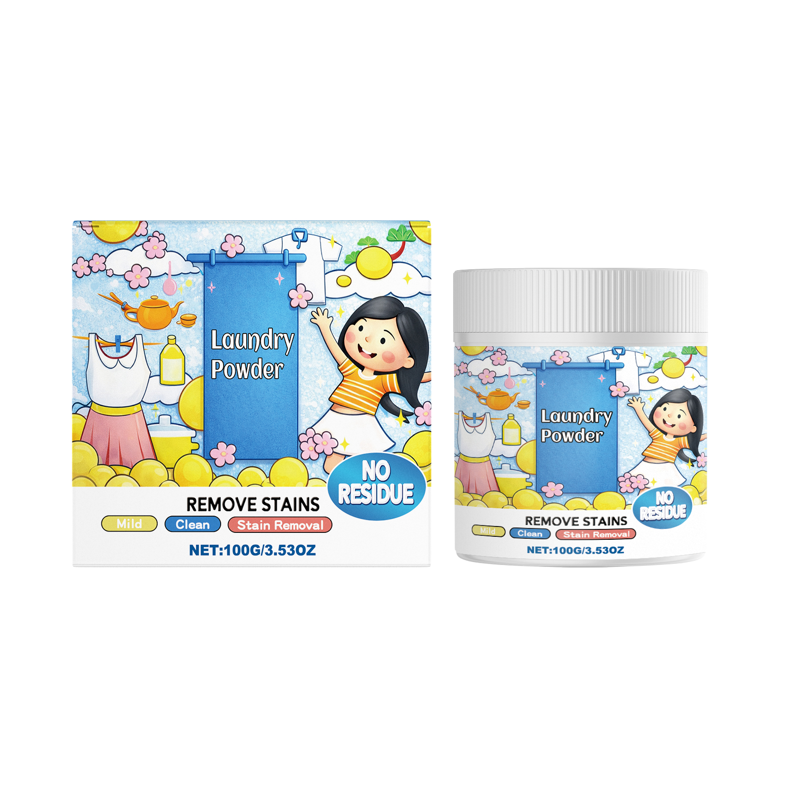 Laundry Cleaning Powder Remove Stains Brighten Soften Fresh Natural Fragrance Daily Household Washing Application