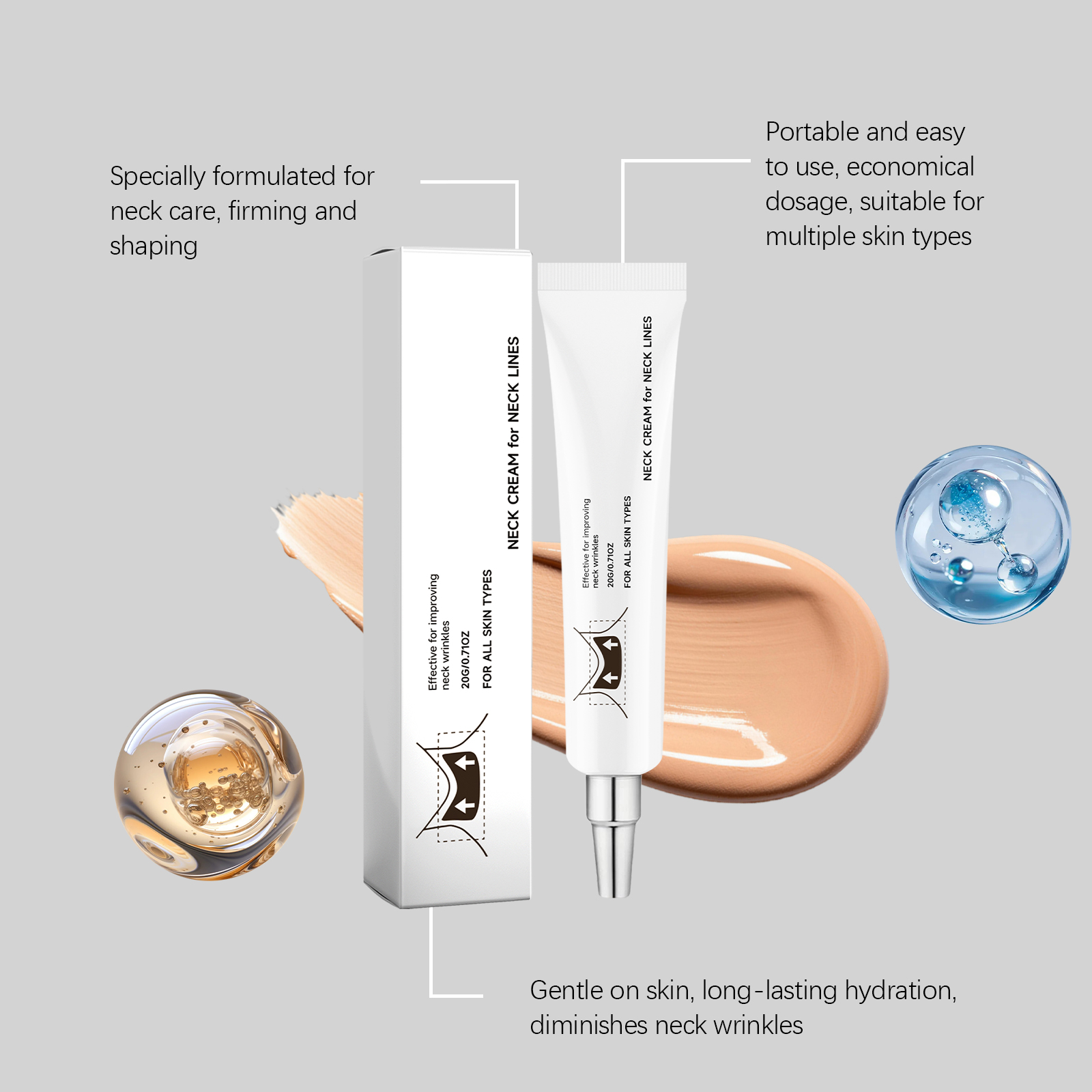 Neck Moisturizing Cream Hydrating Softening Skin Smooth Delicate Texture Lightweight Quick Absorb Daily Care Lotion