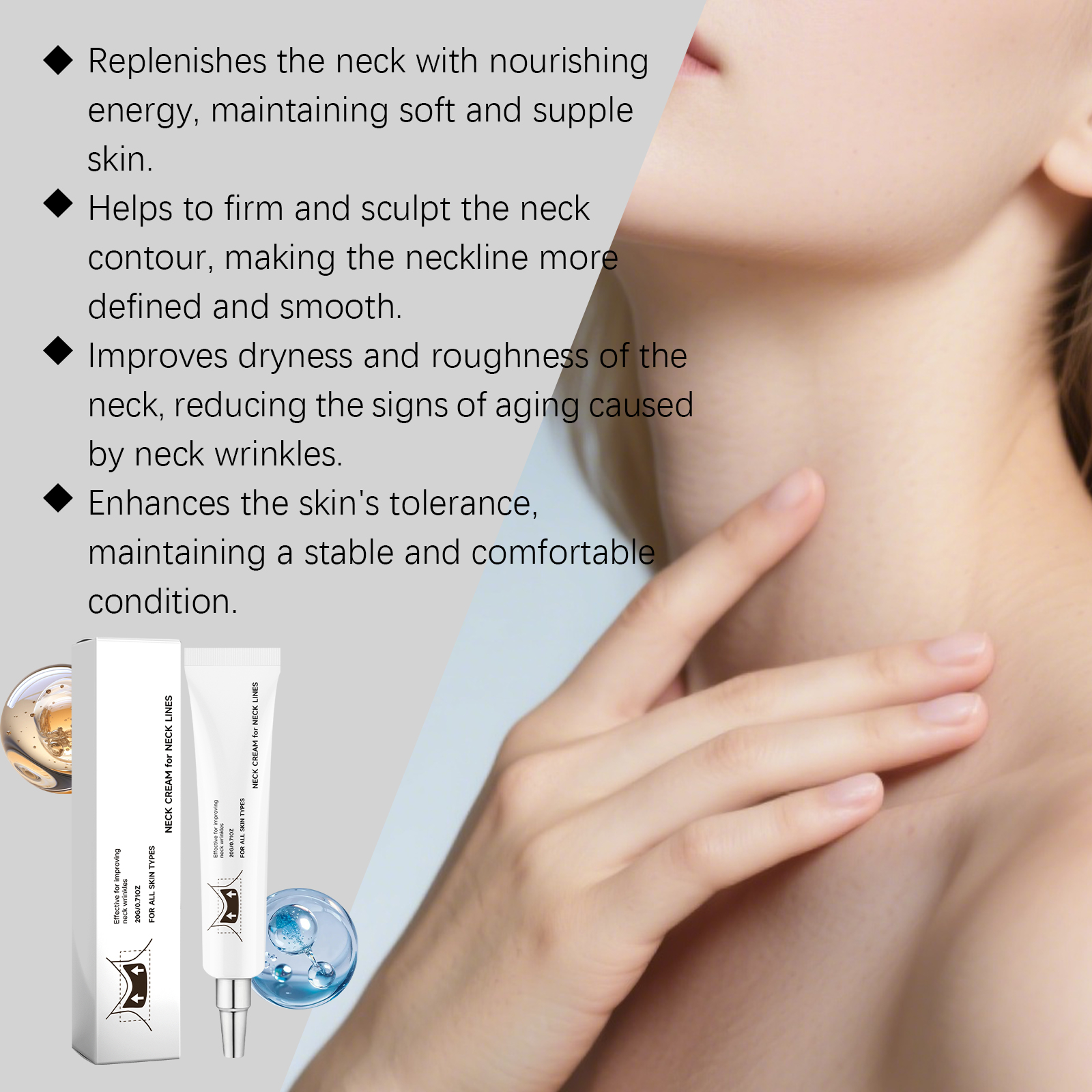 Neck Moisturizing Cream Hydrating Softening Skin Smooth Delicate Texture Lightweight Quick Absorb Daily Care Lotion