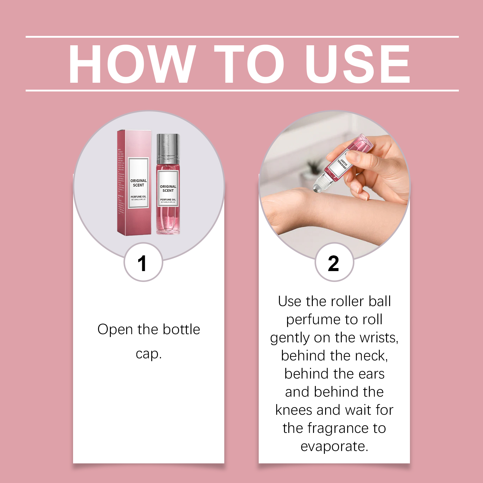 Pink Jasmine Fragrance Water Long Lasting Scent Portable Mini Light Fresh Aroma Wrist Neck Daily Carry Apply Skin