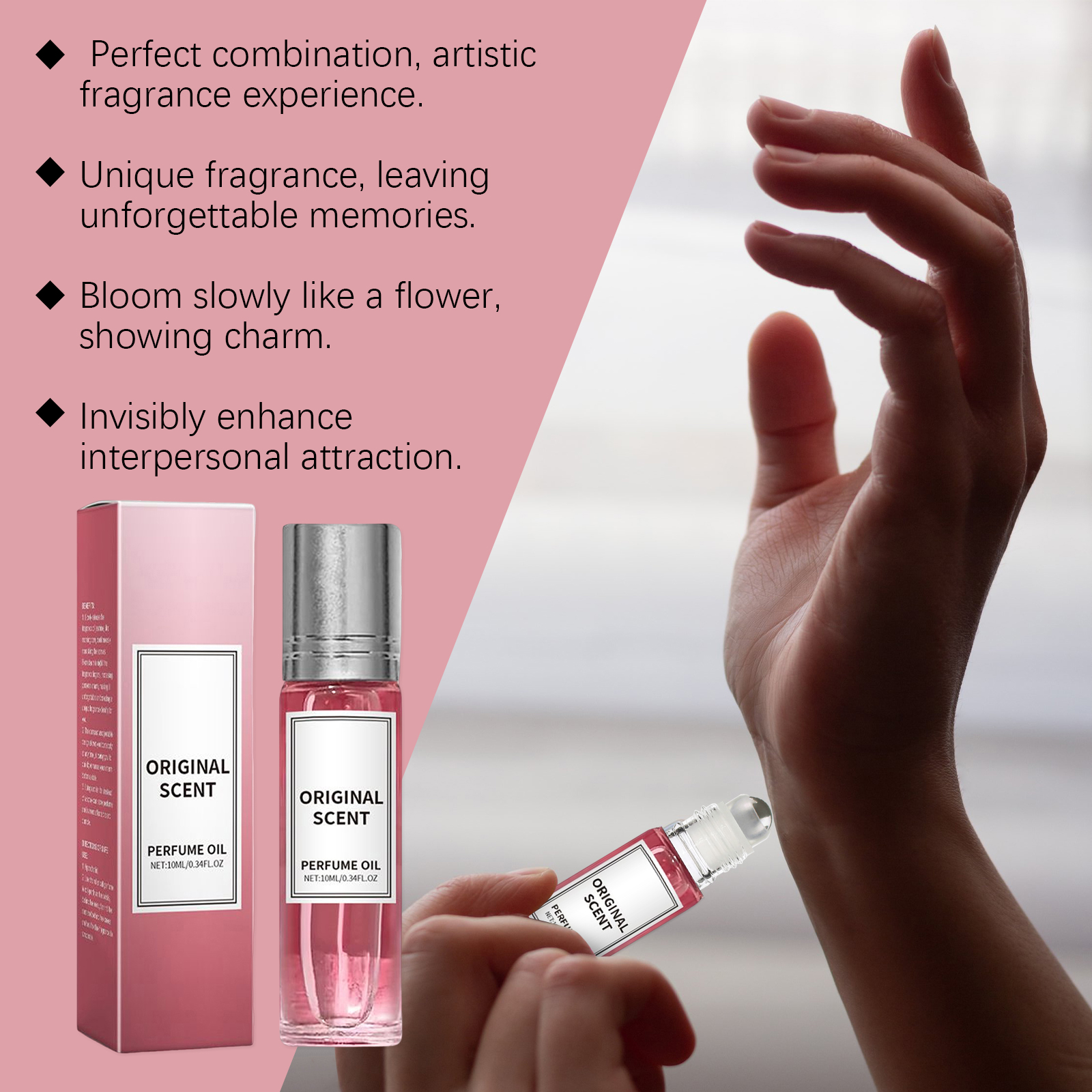 Pink Jasmine Fragrance Water Long Lasting Scent Portable Mini Light Fresh Aroma Wrist Neck Daily Carry Apply Skin