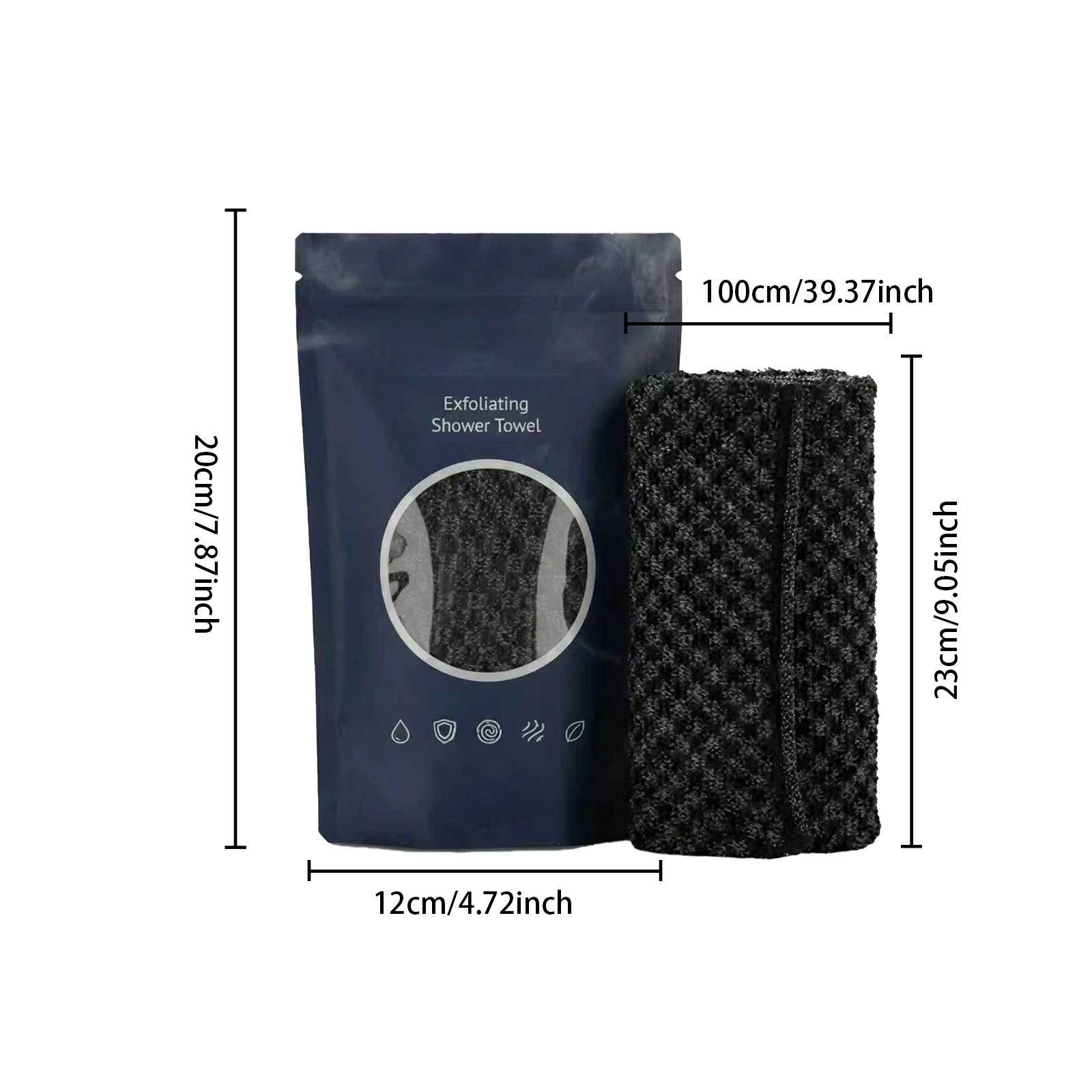 Black Check Body Clean Bath Towel Nylon Deep Clean Soft Household Whole Skin Wash Care