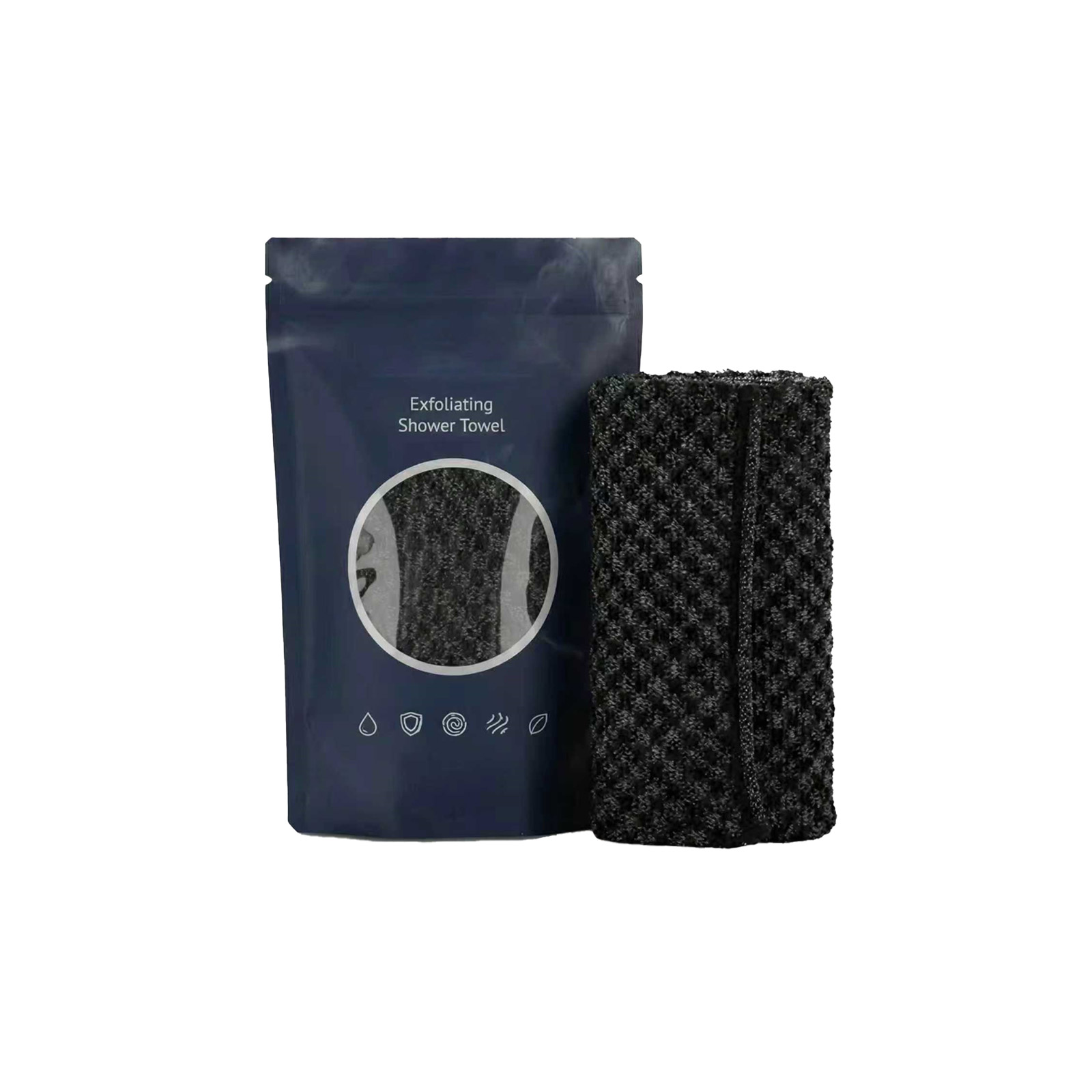Black Check Body Clean Bath Towel Nylon Deep Clean Soft Household Whole Skin Wash Care
