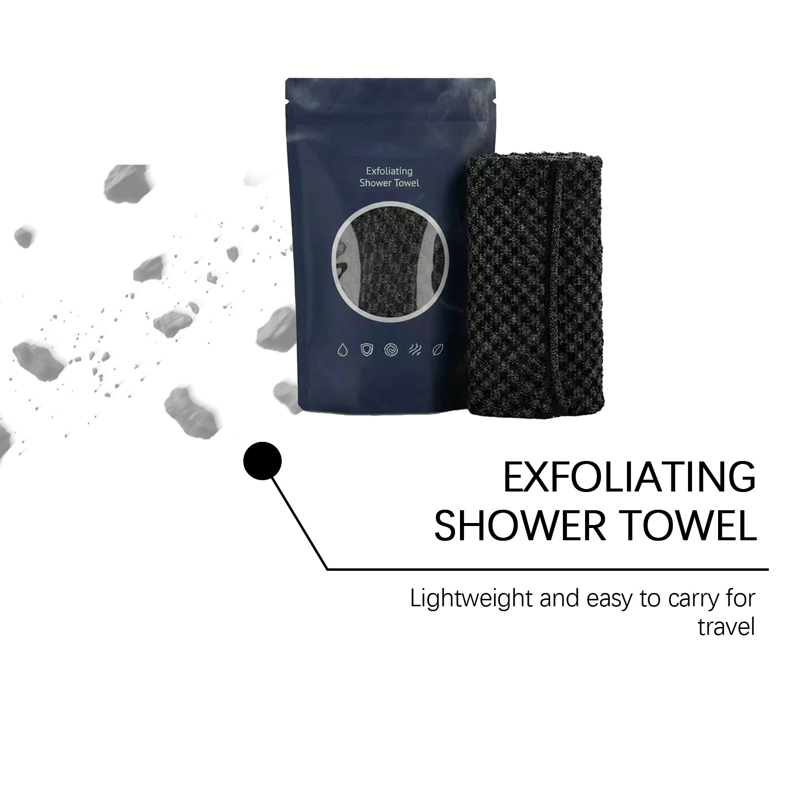 Black Check Body Clean Bath Towel Nylon Deep Clean Soft Household Whole Skin Wash Care