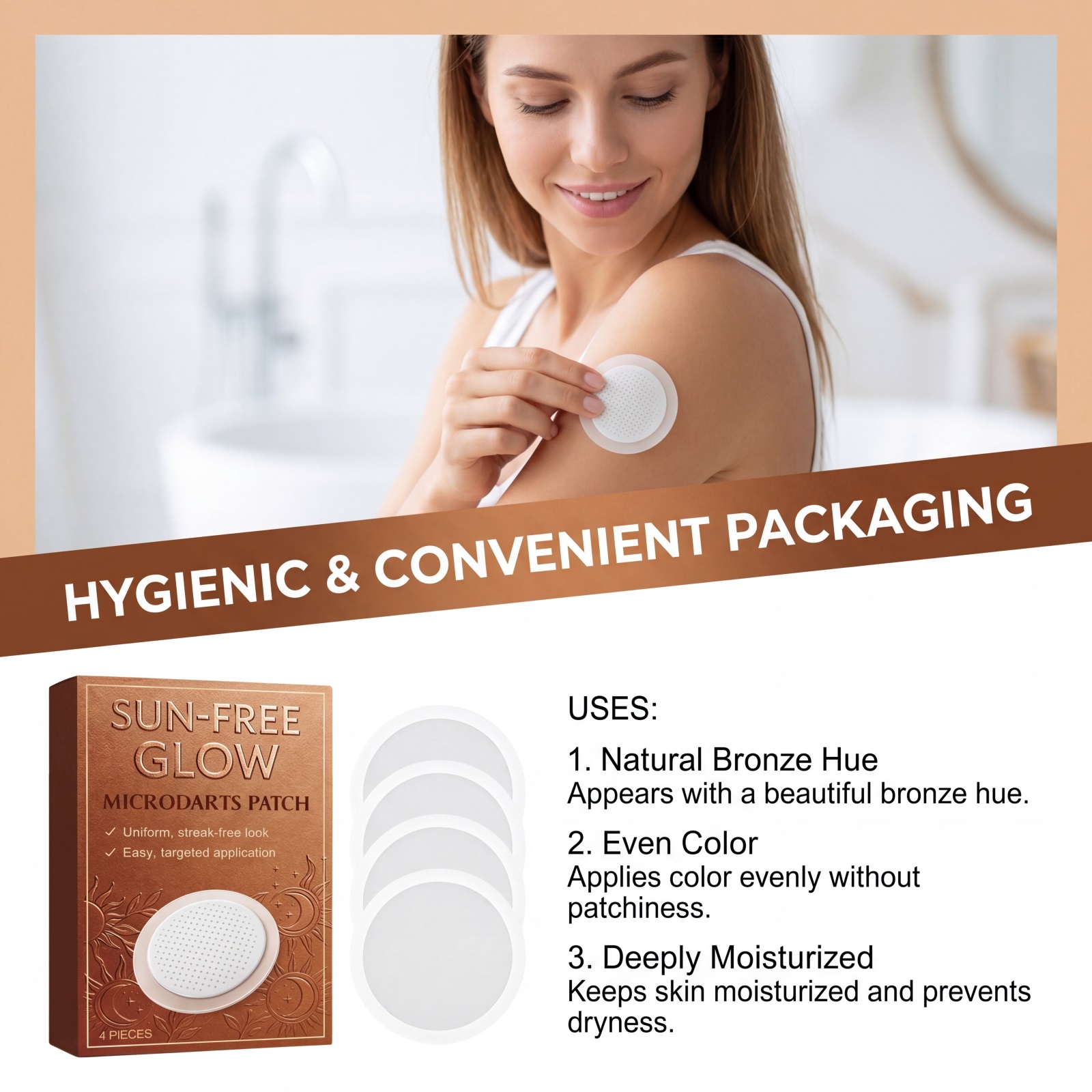 Sunless Bronzing Patch Thin Breathable Closefitting Partial Body Skin Local Tanning Care Sticker