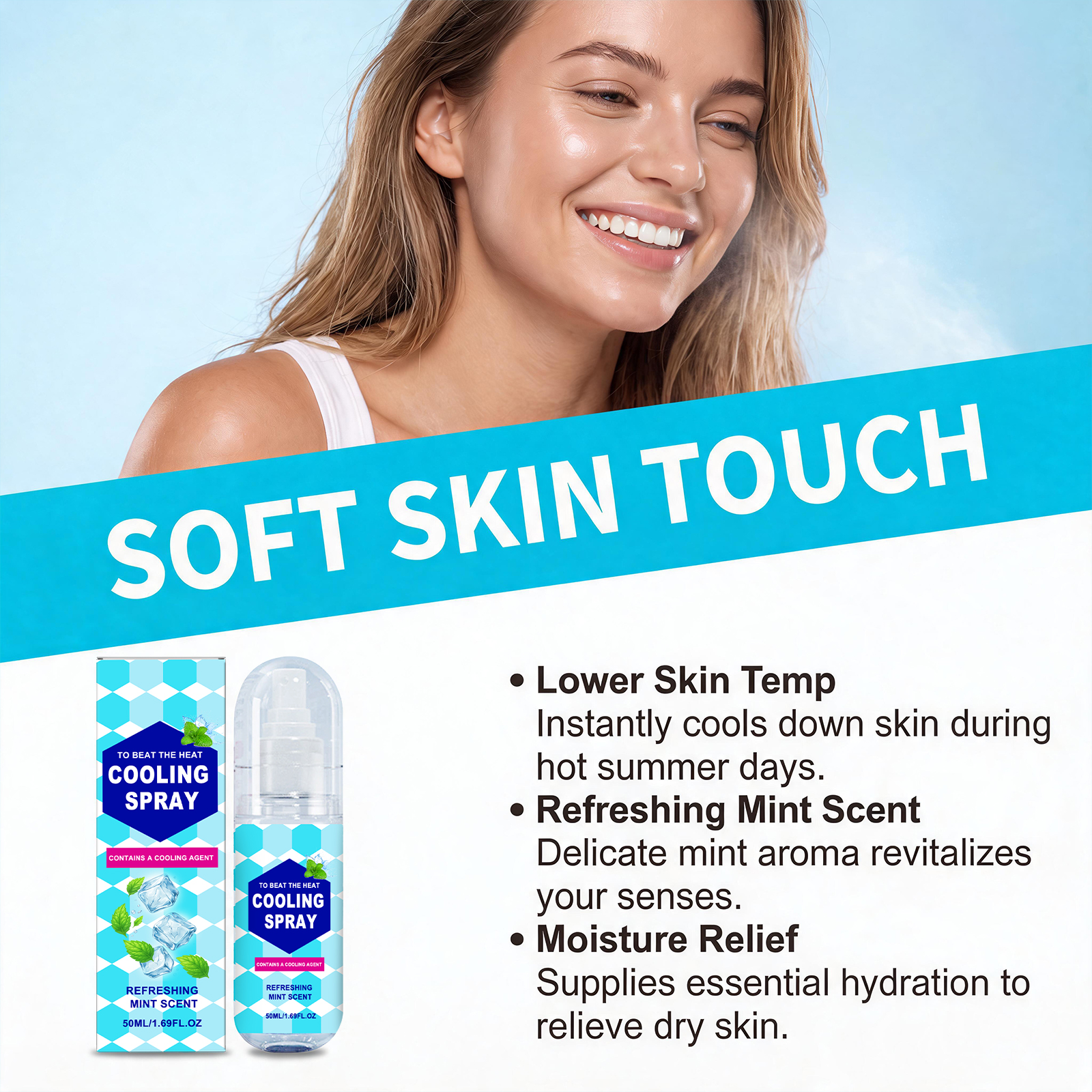 Cooling Spray Summer Outdoor Sports Running Fitness Sweaty Refreshing AntiSticky Portable Garment Mist