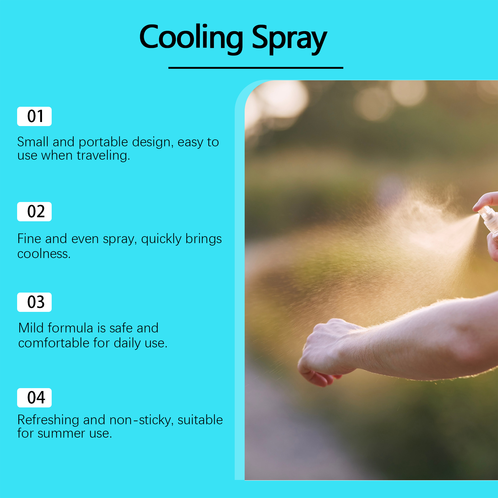 Cooling Spray Summer Outdoor Sports Running Fitness Sweaty Refreshing AntiSticky Portable Garment Mist