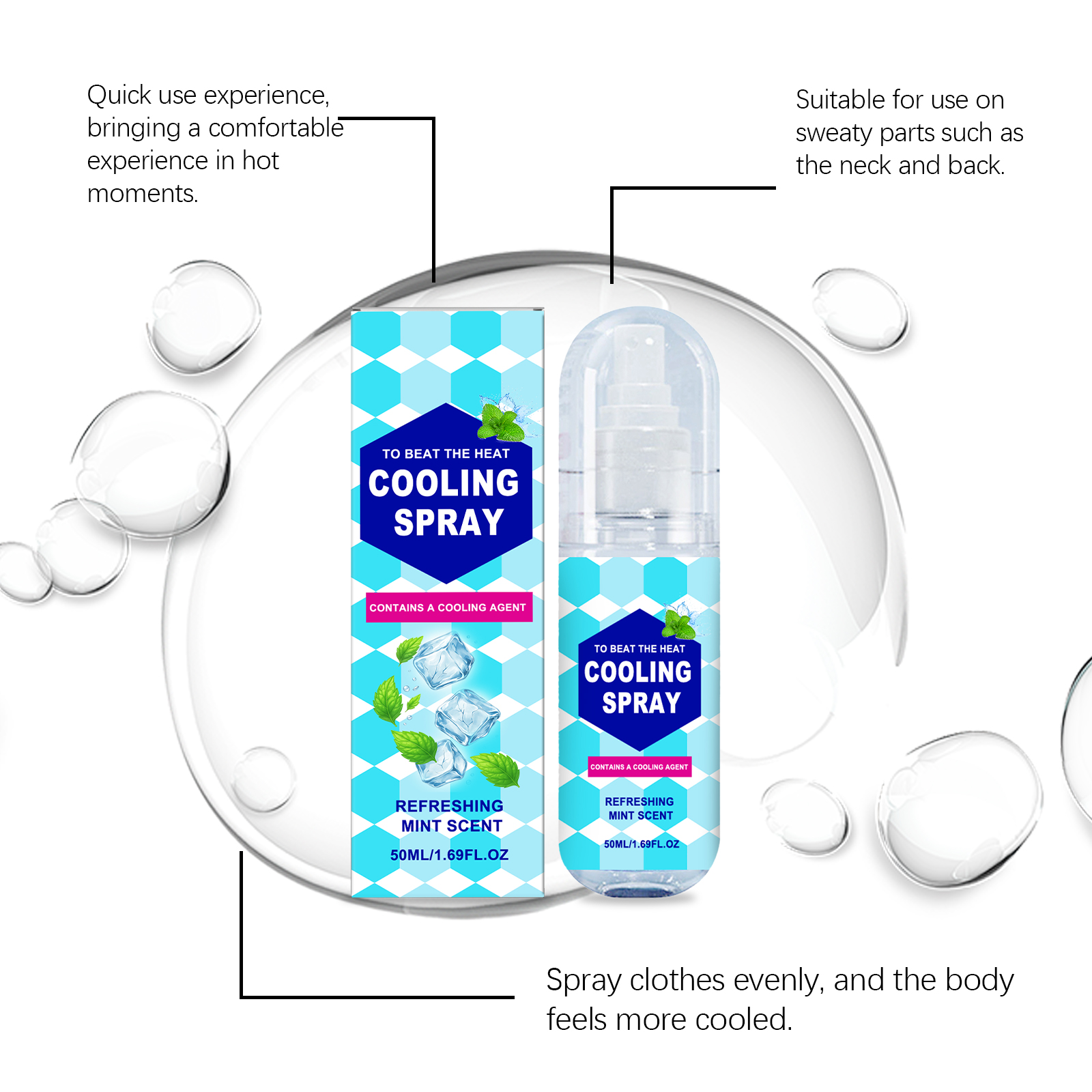 Cooling Spray Summer Outdoor Sports Running Fitness Sweaty Refreshing AntiSticky Portable Garment Mist