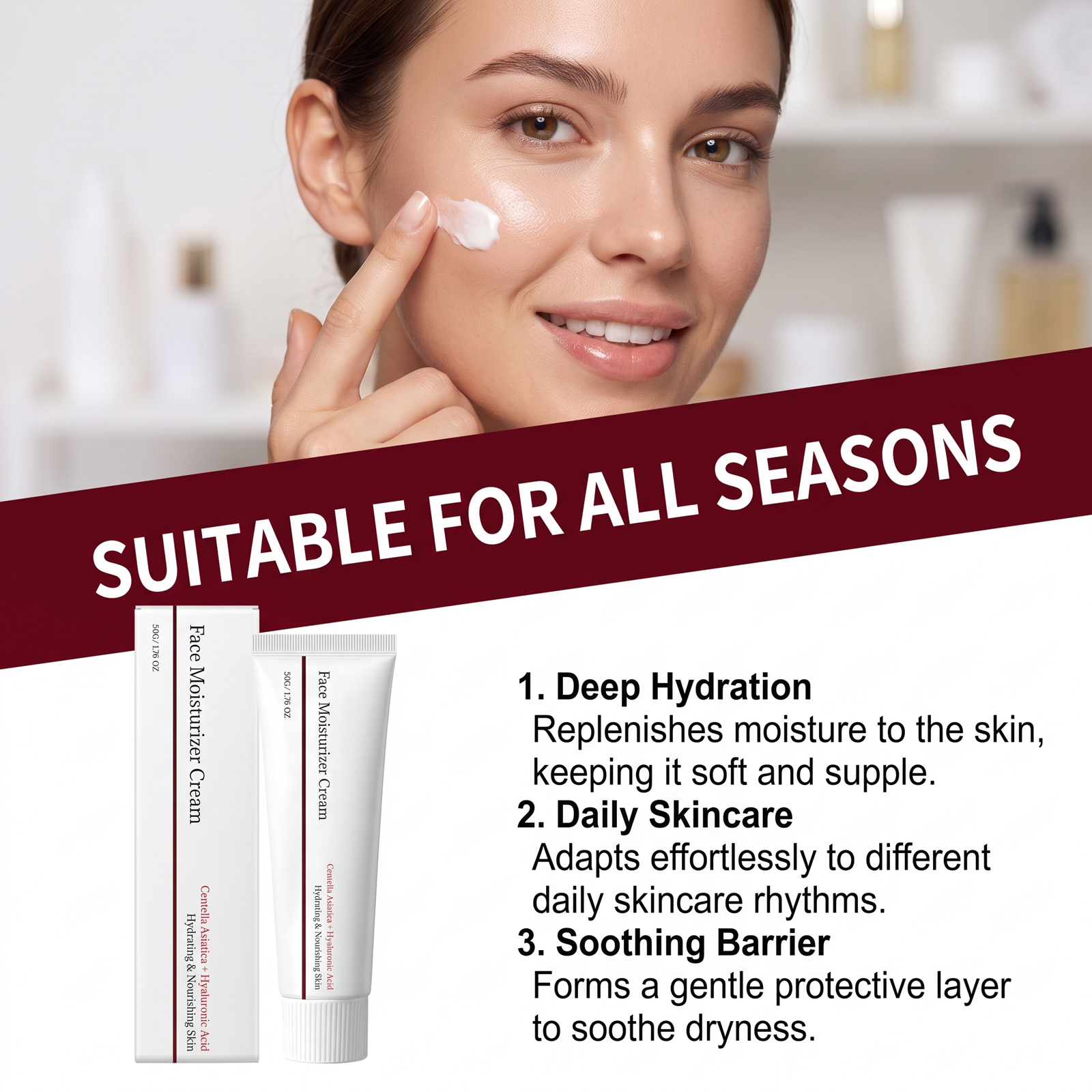 Centella Moisturizing Cream Soft Hydrating Refreshing Skincare Glossy Delicate Smooth Daily Care Facial Skin