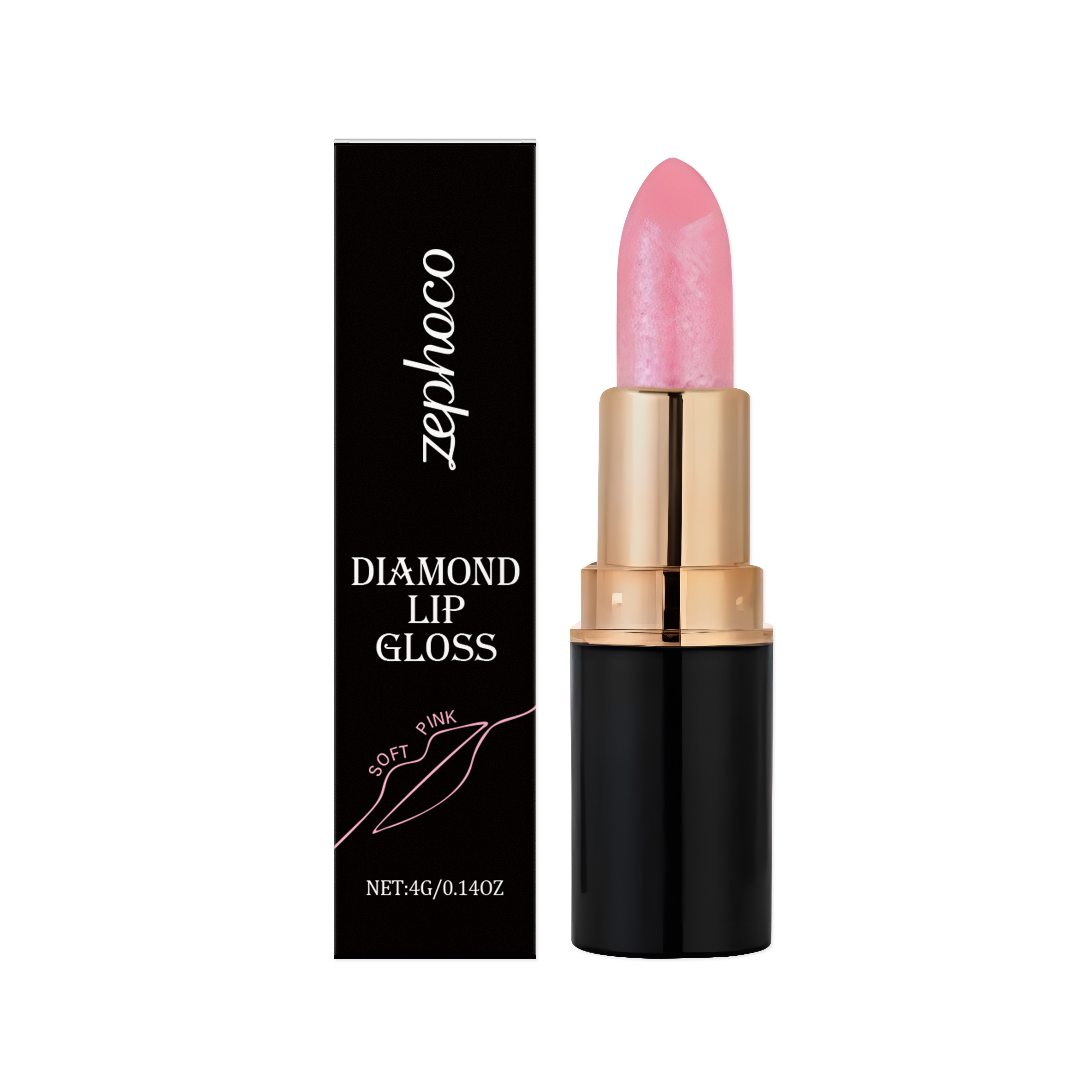 (Lilac Pink) Diamond Lip Gloss Shimmer Lipstick Natural Glossy Smooth Moist Easy Coloring Versatile Lip Makeup