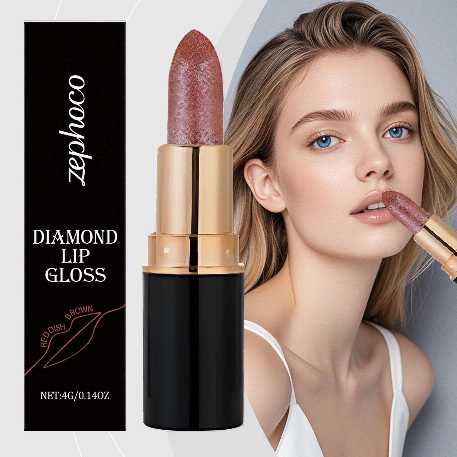 (Lilac Pink) Diamond Lip Gloss Shimmer Lipstick Natural Glossy Smooth Moist Easy Coloring Versatile Lip Makeup