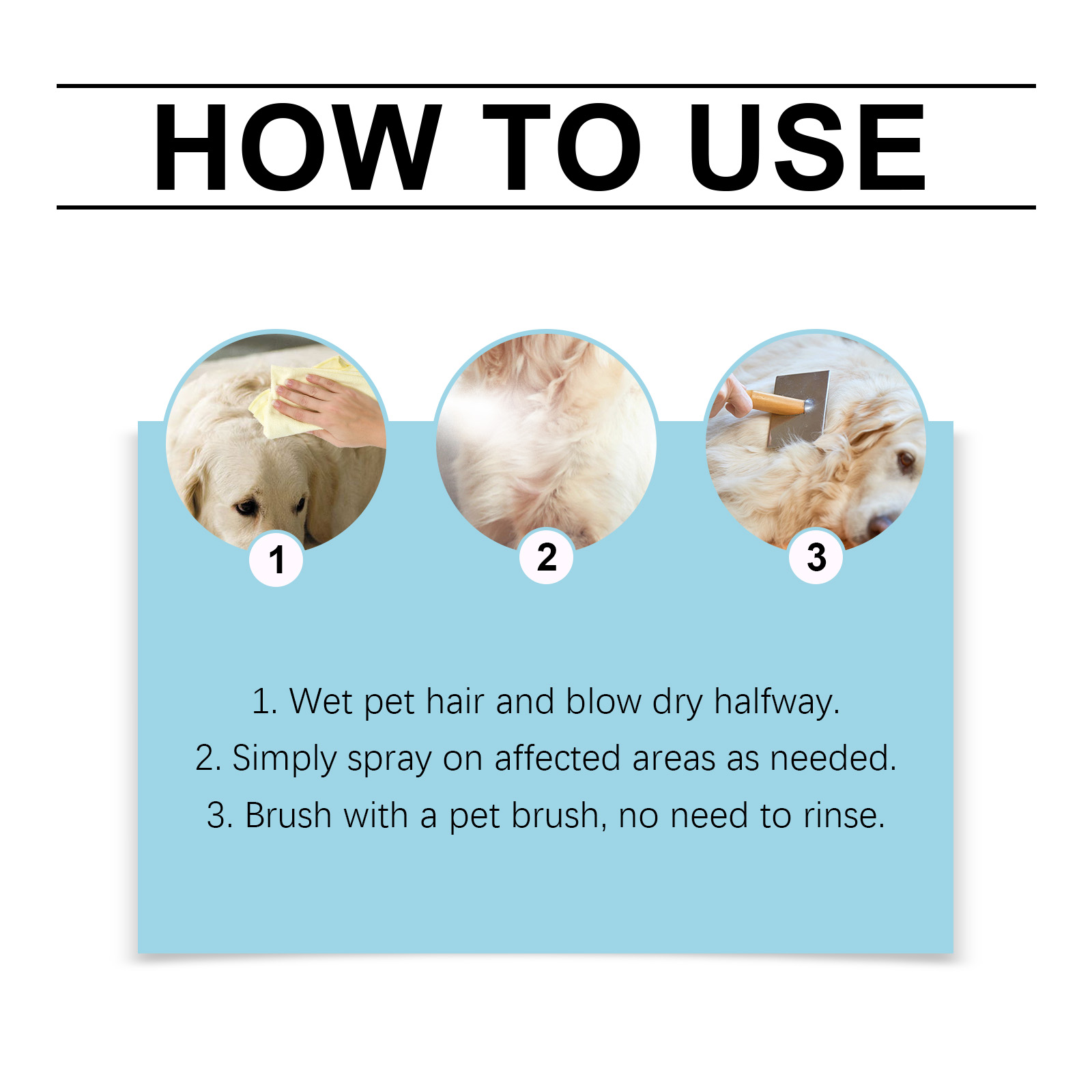 Dog Detangling Spray Pet Anti Knot Clean Smooth Fluffy Hair Care For Canine Coat Grooming