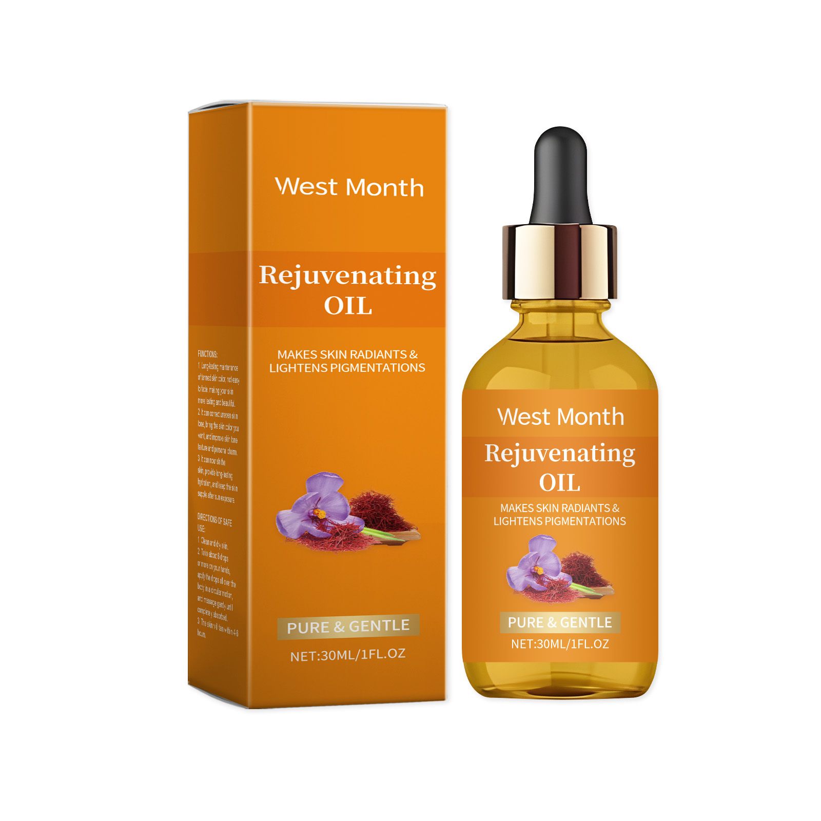 Saffron Rejuvenating Oil Mildly Nourishing Hydrating Moisturizing Plant Facial Skin Care Essential Oil