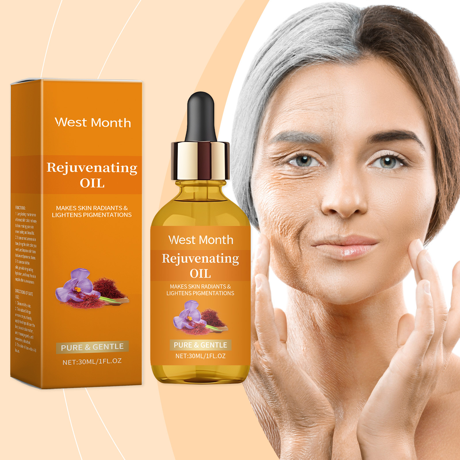 Saffron Rejuvenating Oil Mildly Nourishing Hydrating Moisturizing Plant Facial Skin Care Essential Oil