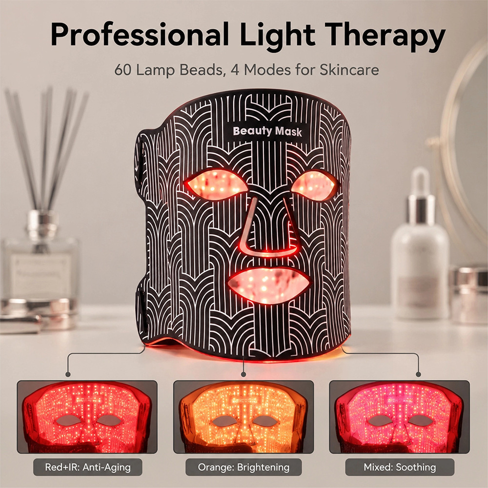 Facial LED Mask with Neck Red Light Near Infrared Therapy Beauty Mask Anti Aging Skin Rejuvenation Lifting Tighten Skin Care Gift