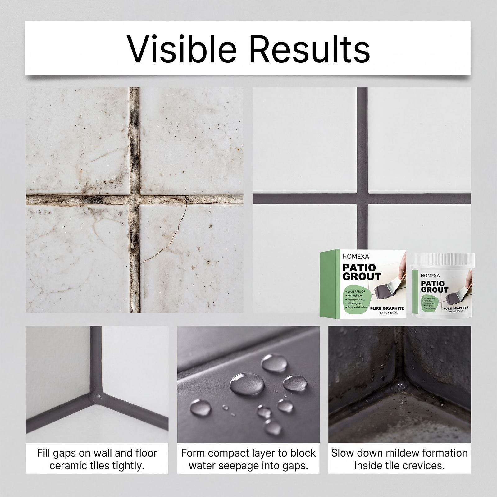 Tile Grout Filler Dark Gray For Bathroom Kitchen Floor Joint Sealing And Repair