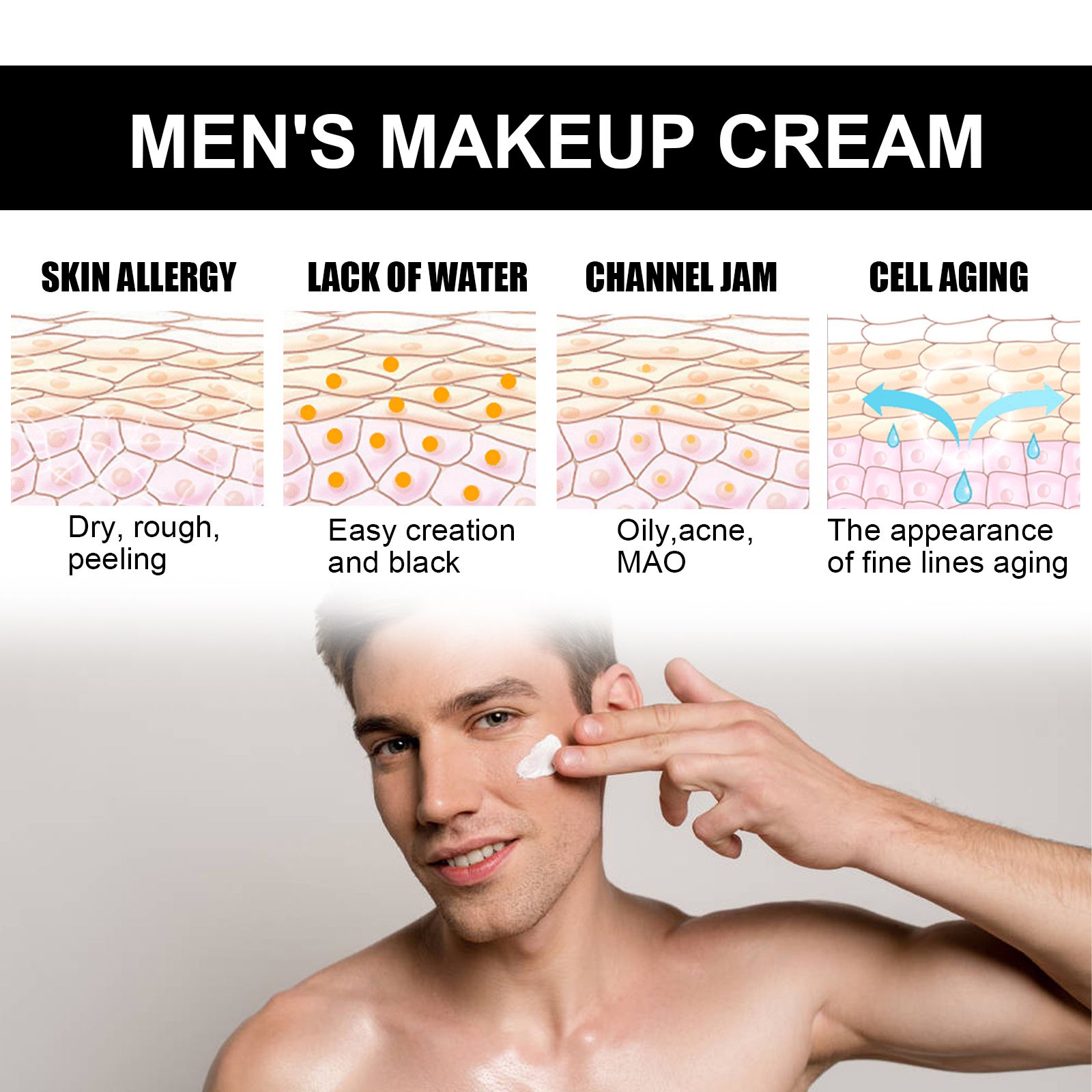 Men Tinted Face Cream Oil Control Concealer For Blemishes And Pores Daily Moisturizer