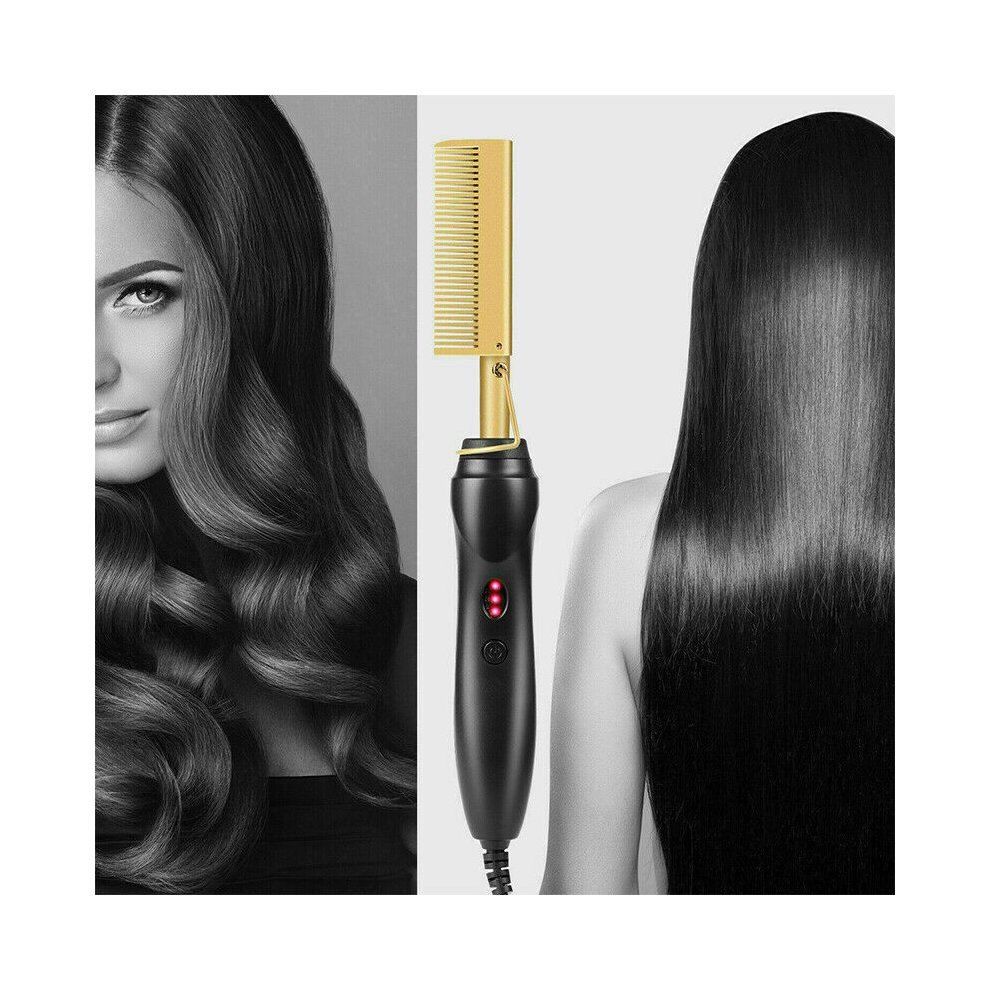 Hair Straightener Hot Comb Electric Beard Curler Brush Copper Comb Curling Iron Travel Styling Wand