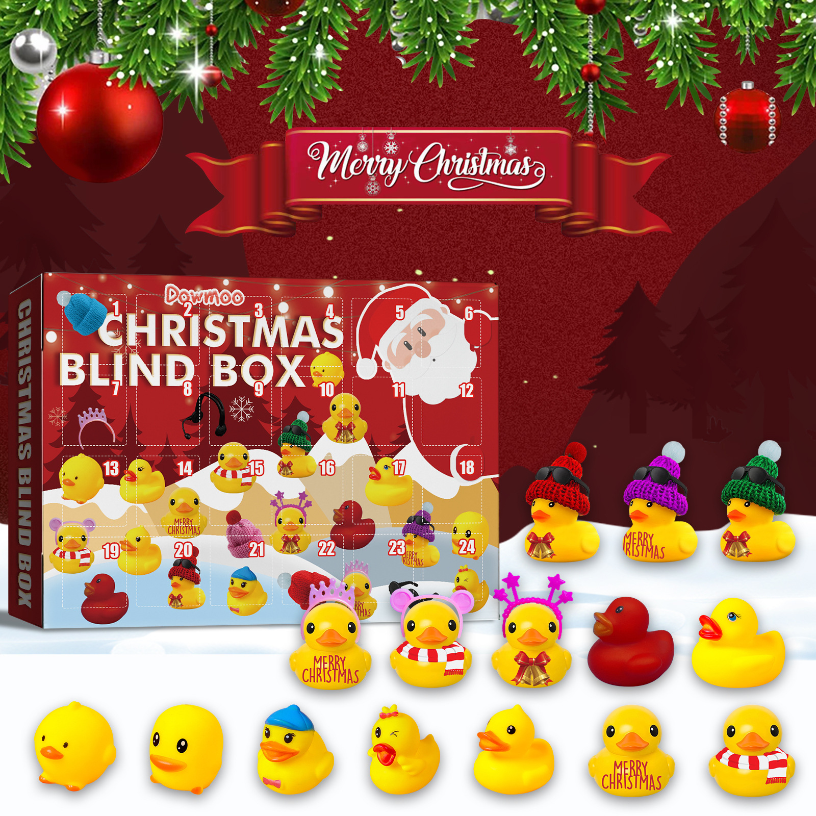 Advent Calendar Christmas Countdown Calendar Gifts Blind Box for Adults and Kids 2022 Xmas Gifts for Boys Girls Kids Cute Rubber Ducks Collectible Figures Toys Stress Relief and Anxiety